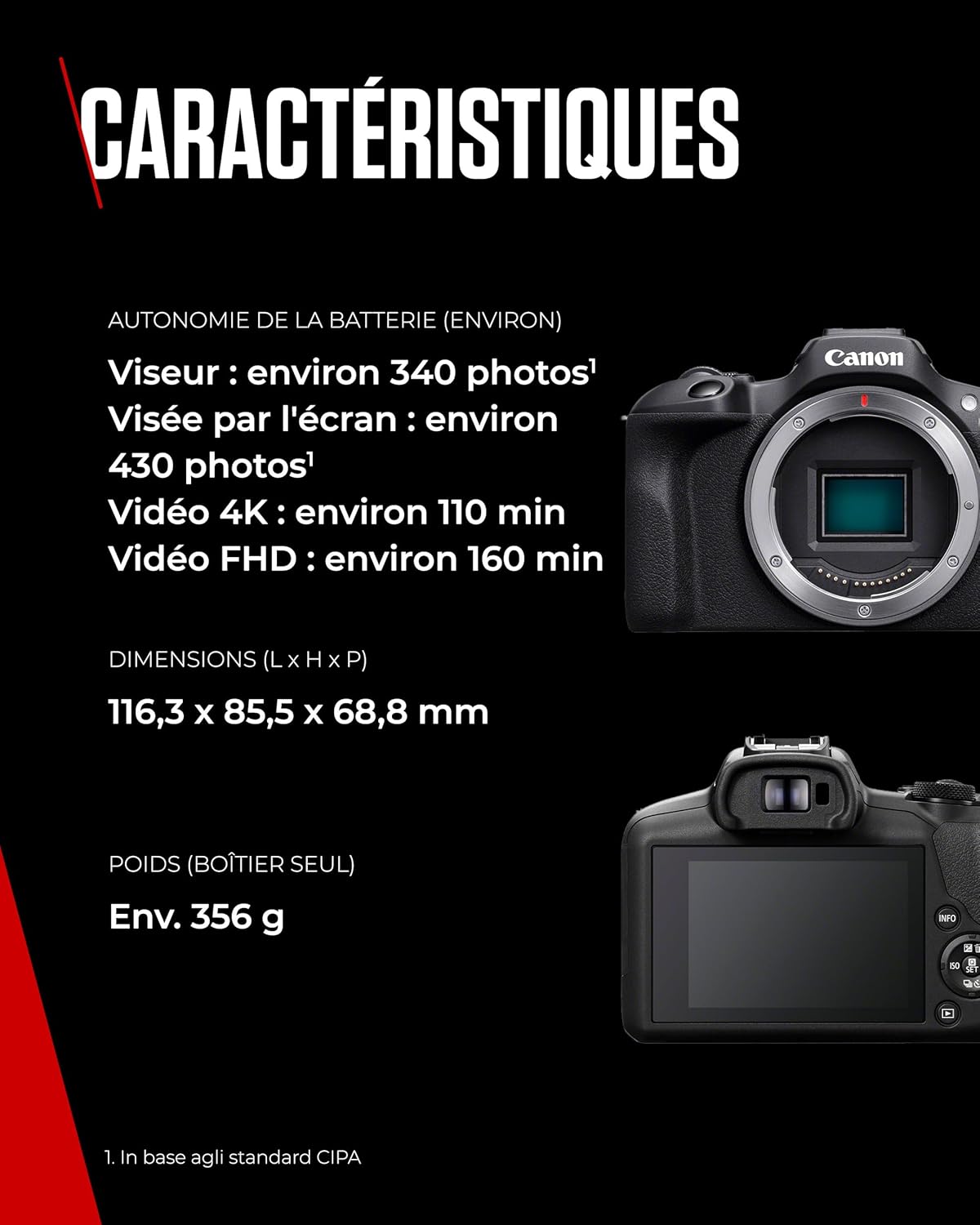 Thumbnail 5 de Canon EOS R100 — Appareil photo hybride compact à capteur APS-C stabilisé (24 MP) et 4K