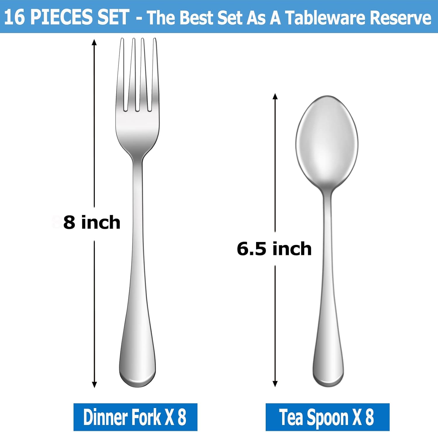 Detalle 2 de 16-Piece Silverware Set with Mirror Polished Forks and Spoons