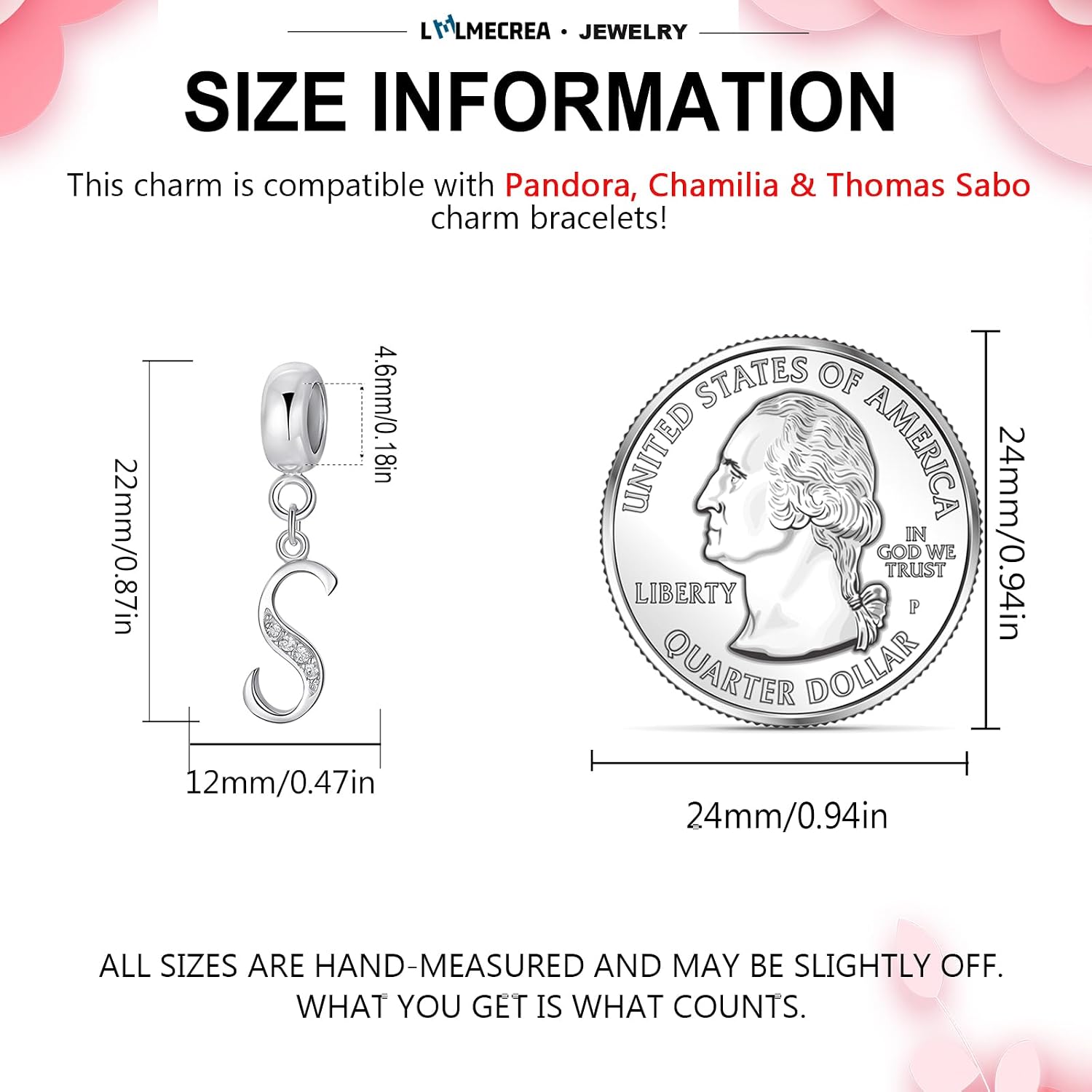 Thumbnail 1 de LMLMECREA Initiale-S Charm Anhänger aus 925 Sterling Silber für europäische Armbänder