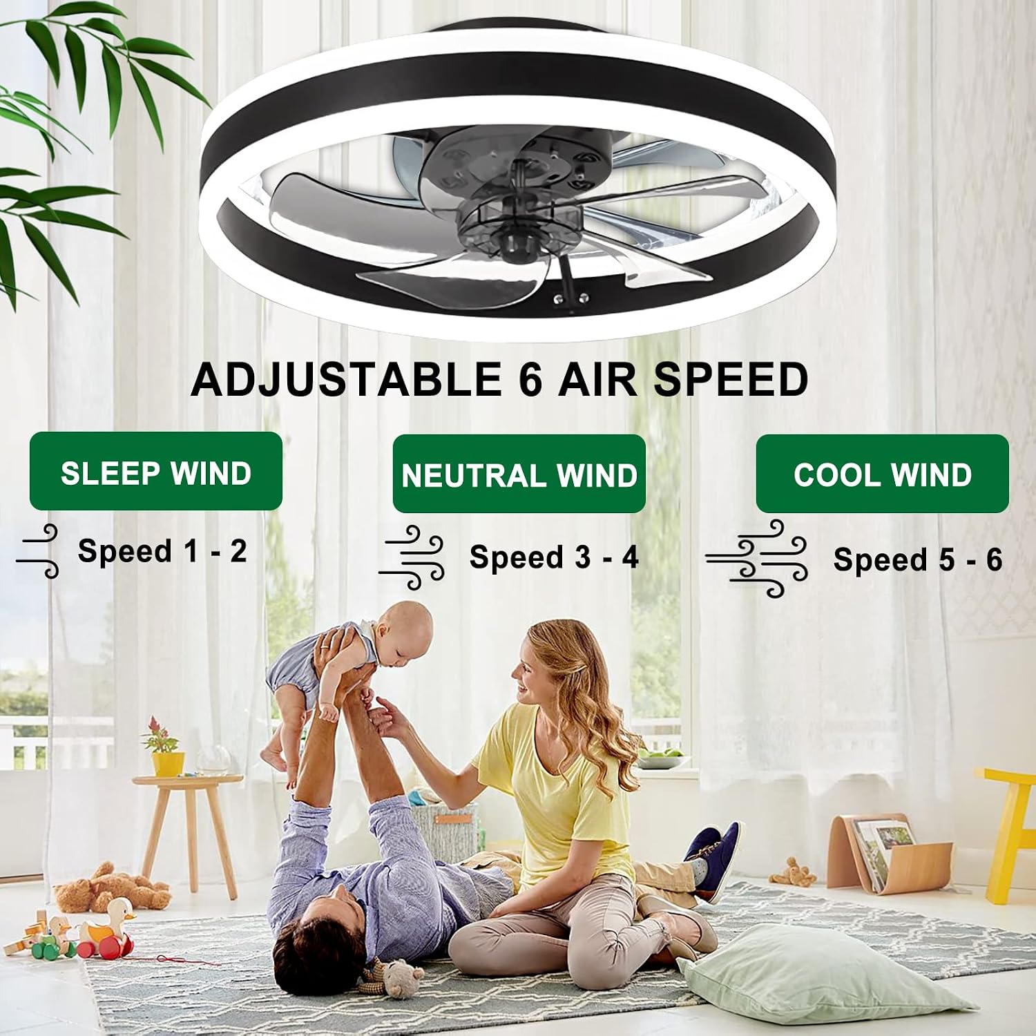 Detalle de OMGPFR LED ceiling fan 50CM with lights