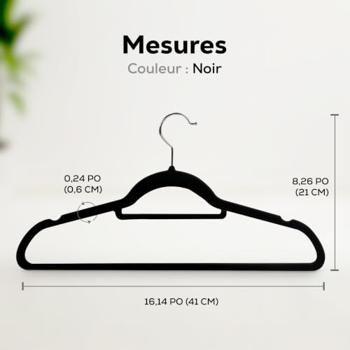 Thumbnail 1 de Utopia Home Cintres en Velours avec Barre à Cravate – Noir, Lot de 50