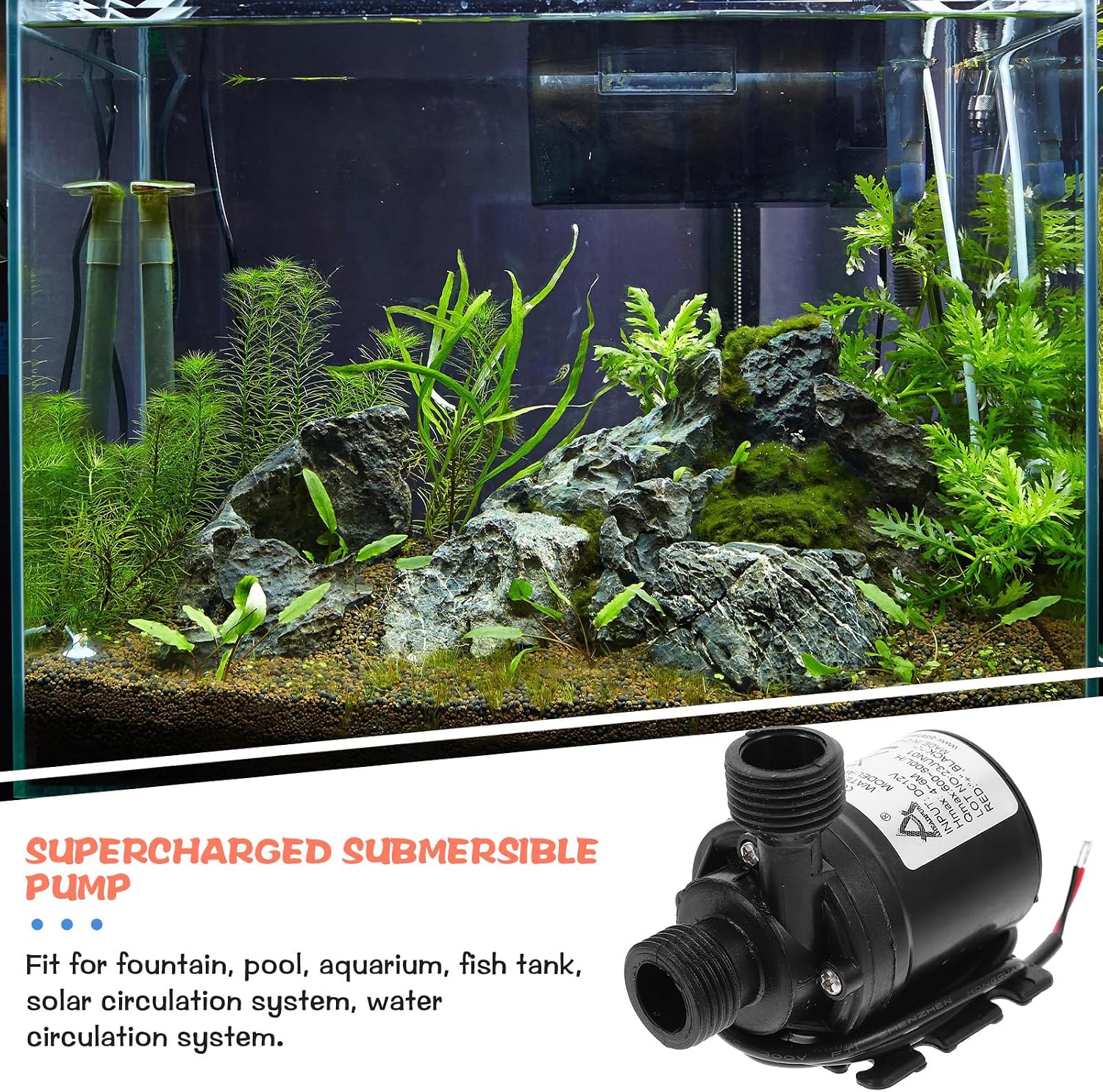 Thumbnail 6 de ULTECHNOVO 12V Tauchwasserpumpe (2er-Set) 800 l/h, 5 m Förderhöhe – besonders leise für Brunnen, Pool & Solar-Umlauf