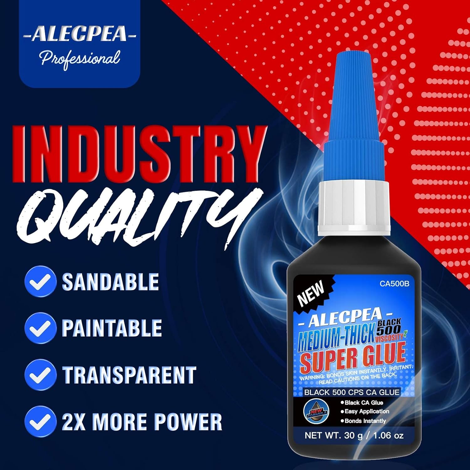 Thumbnail 2 de ALECPEA Black Medium CA Glue 30g for Dark Repairs – 500 cps, ideal for rubber, leather and dark plastics