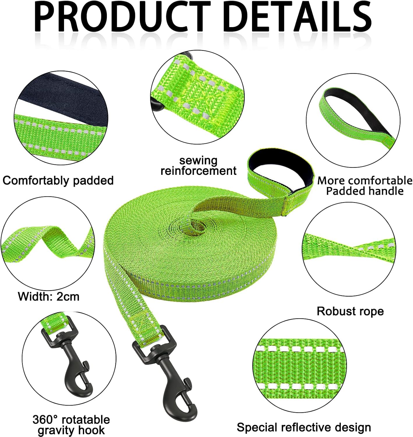 Thumbnail 1 de COMSLE Long Leads for Dog Training – strong extra long nylon training leash (3m to 20m)