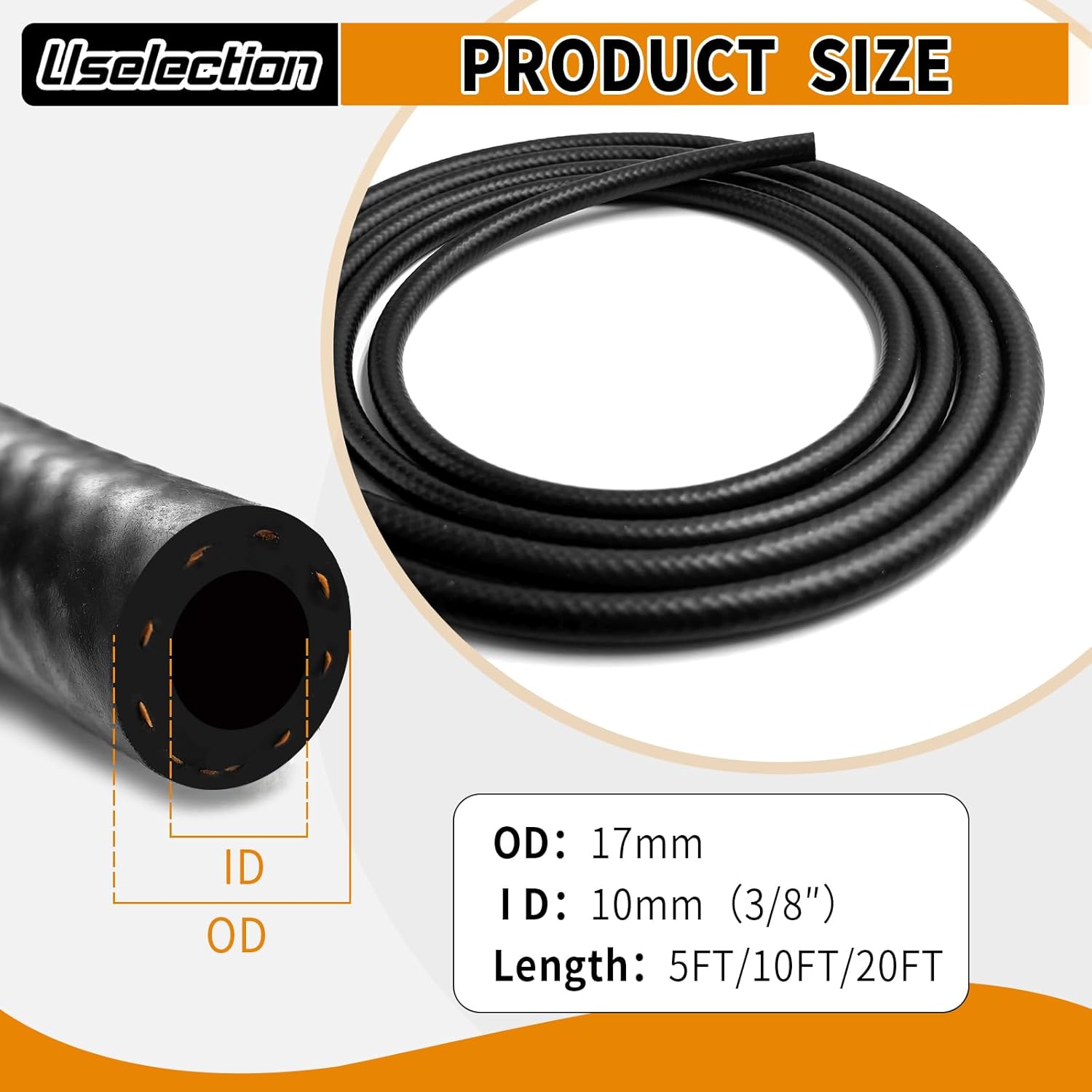 Thumbnail 1 de 10FT Fuel Hose 3/8" ID NBR Rubber