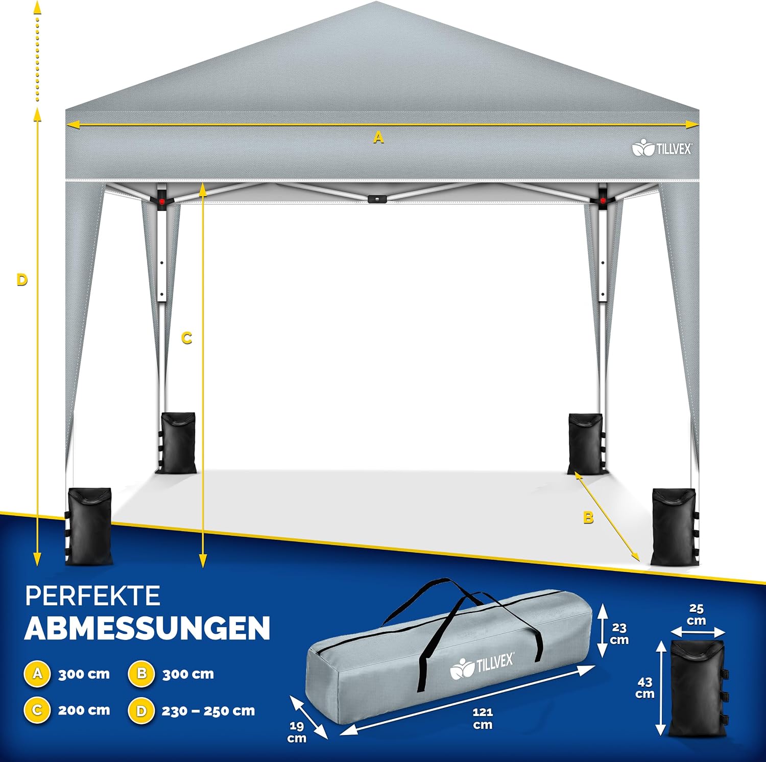 Detalle 2 de tillvex Gazebo 3x3m impermeabile