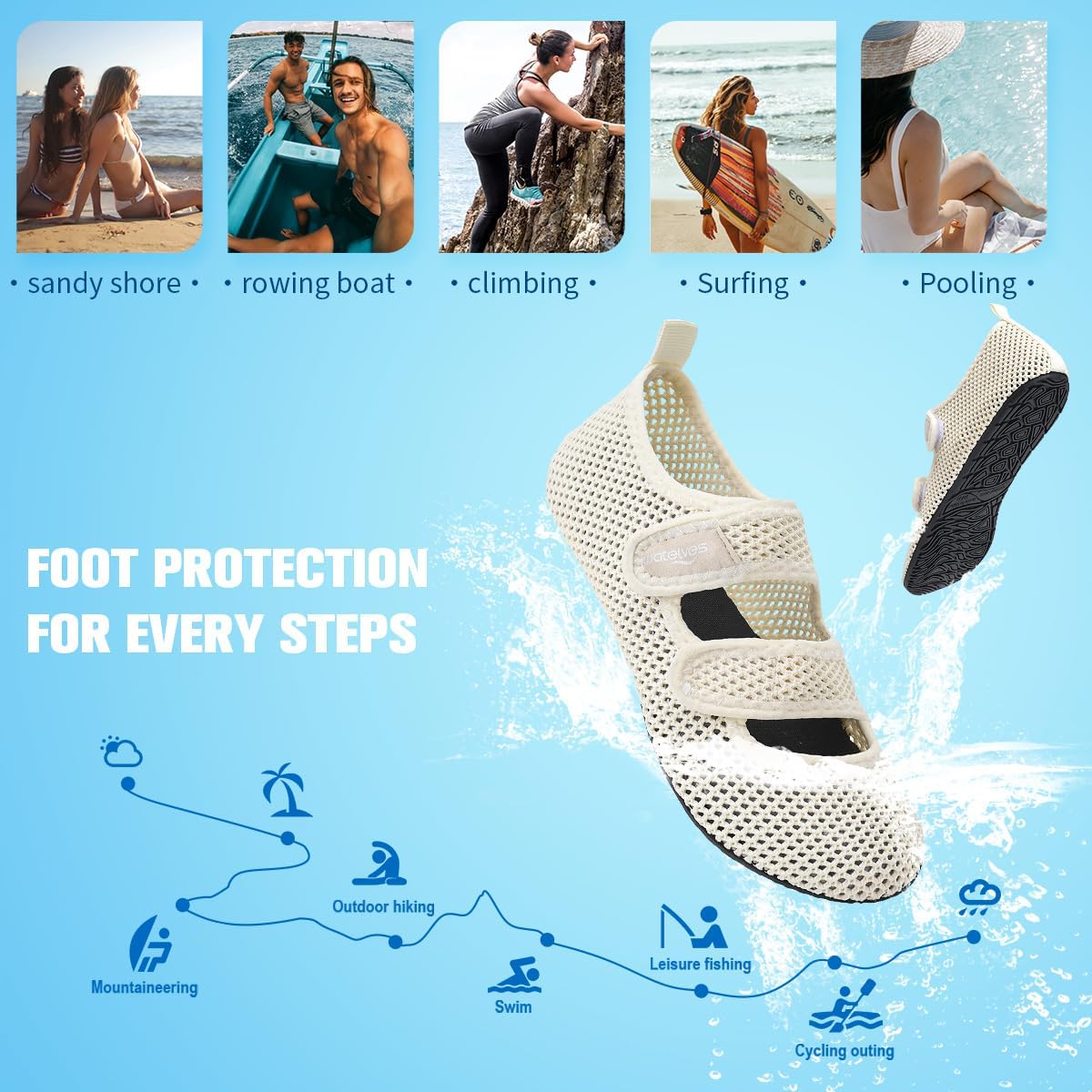 Thumbnail 5 de WateLves water shoes (barefoot-style) with non-slip soles for beach, pool & aqua sports