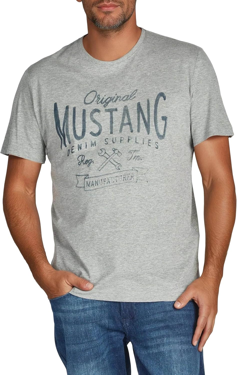 Detalle de MUSTANG T-Shirt Herren Regular Fit 4er Pack – Baumwolle, Rundhals, Kurzarm