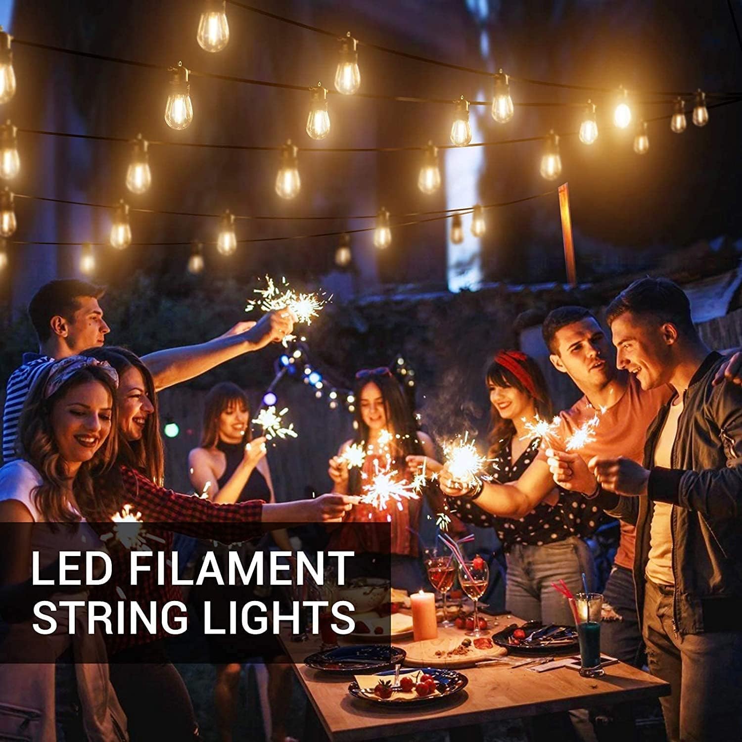 Thumbnail 4 de GlobaLink catena luminosa da esterno LED collegabile S14 con 15+1 lampadine infrangibili IP65, bianco caldo