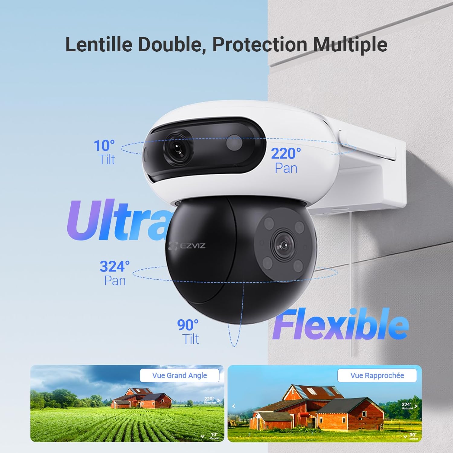 Thumbnail 2 de EZVIZ C90 Dual 8MP (4MP+4MP) WiFi extérieure à double objectif, vision nocturne couleur, détection personnes/véhicules