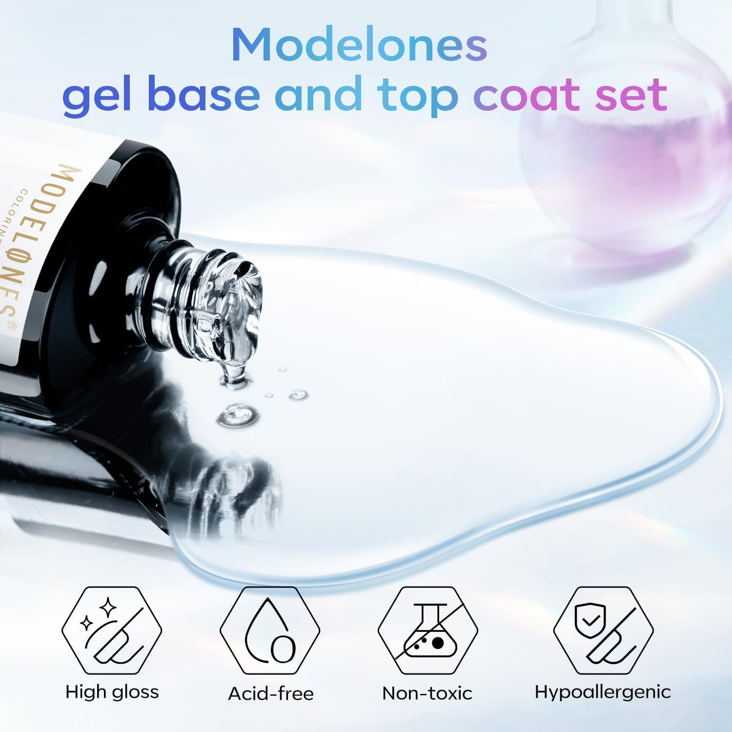 Thumbnail 5 de Modelones Basis en Top Coat Semipermanente: UV-gelset, no-wipe, 2 x 10 ml
