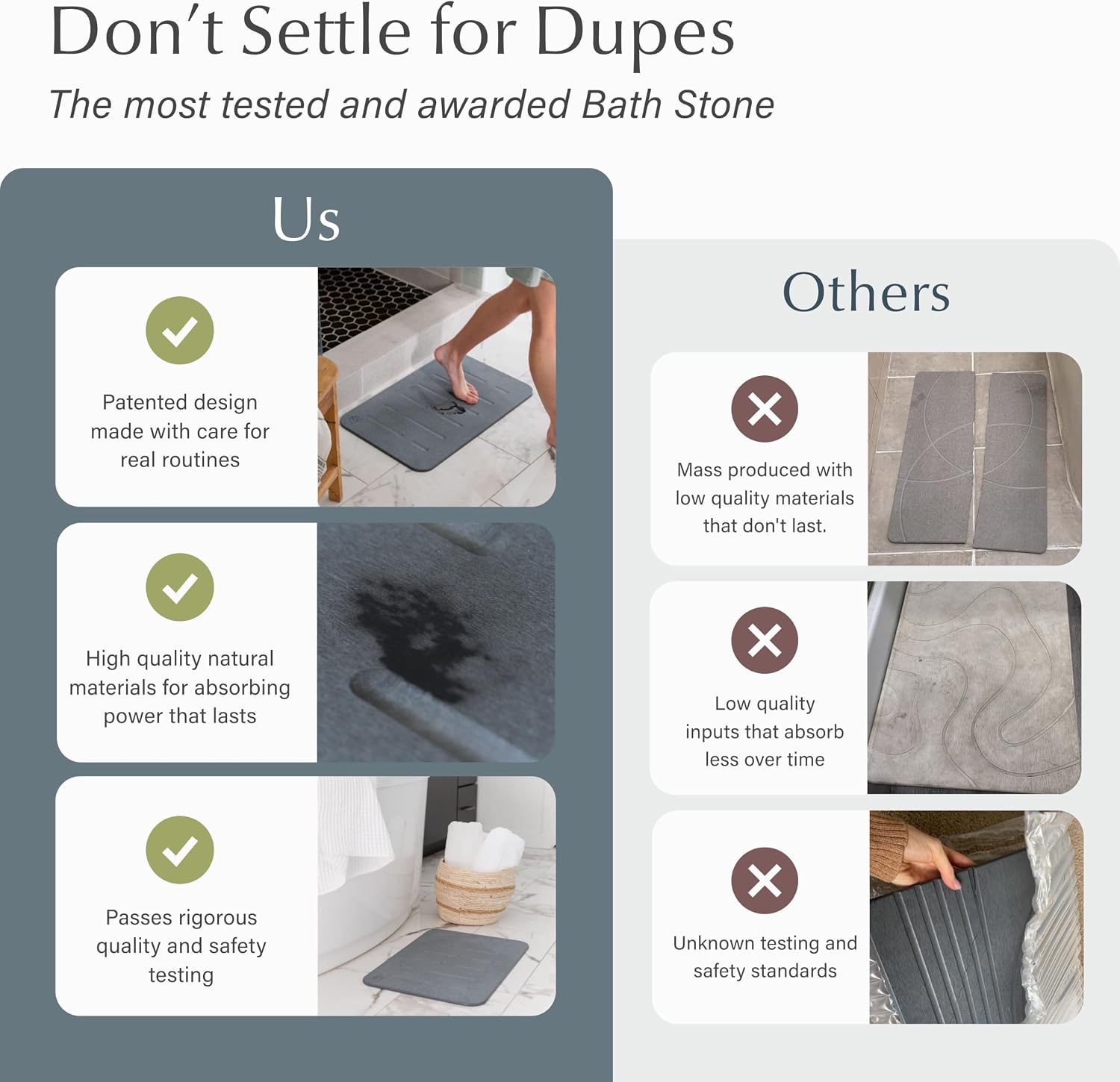 Detalle 2 de Dorai Home Bath Stone Mat 23.6"x15.4" 2-Pack