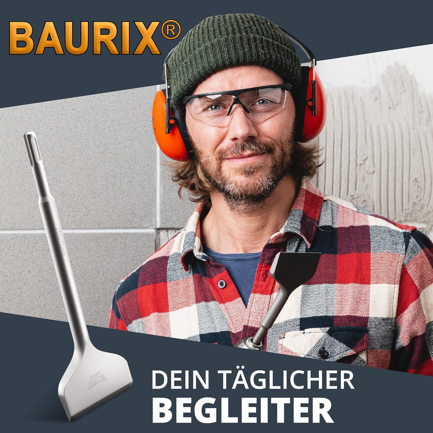 Thumbnail 5 de BAURIX Burin carrelage SDS Plus [250 x 75 mm] – FRAKTOR, acier 42CrMo, coupe ultra efficace