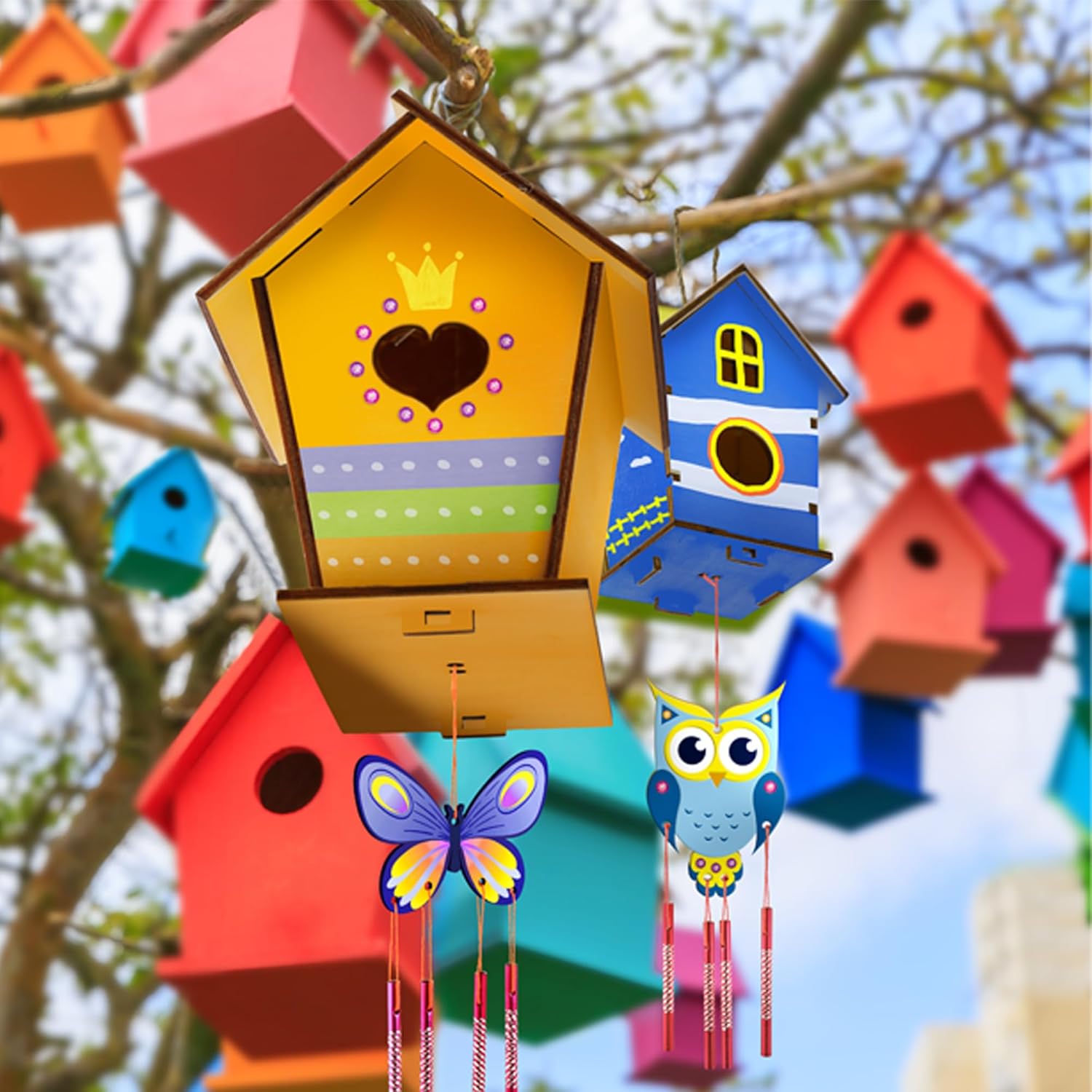 Thumbnail 6 de Byncceh Activité Manuelle Enfant – Kit Bois 2 Maisons d’Oiseaux à peindre