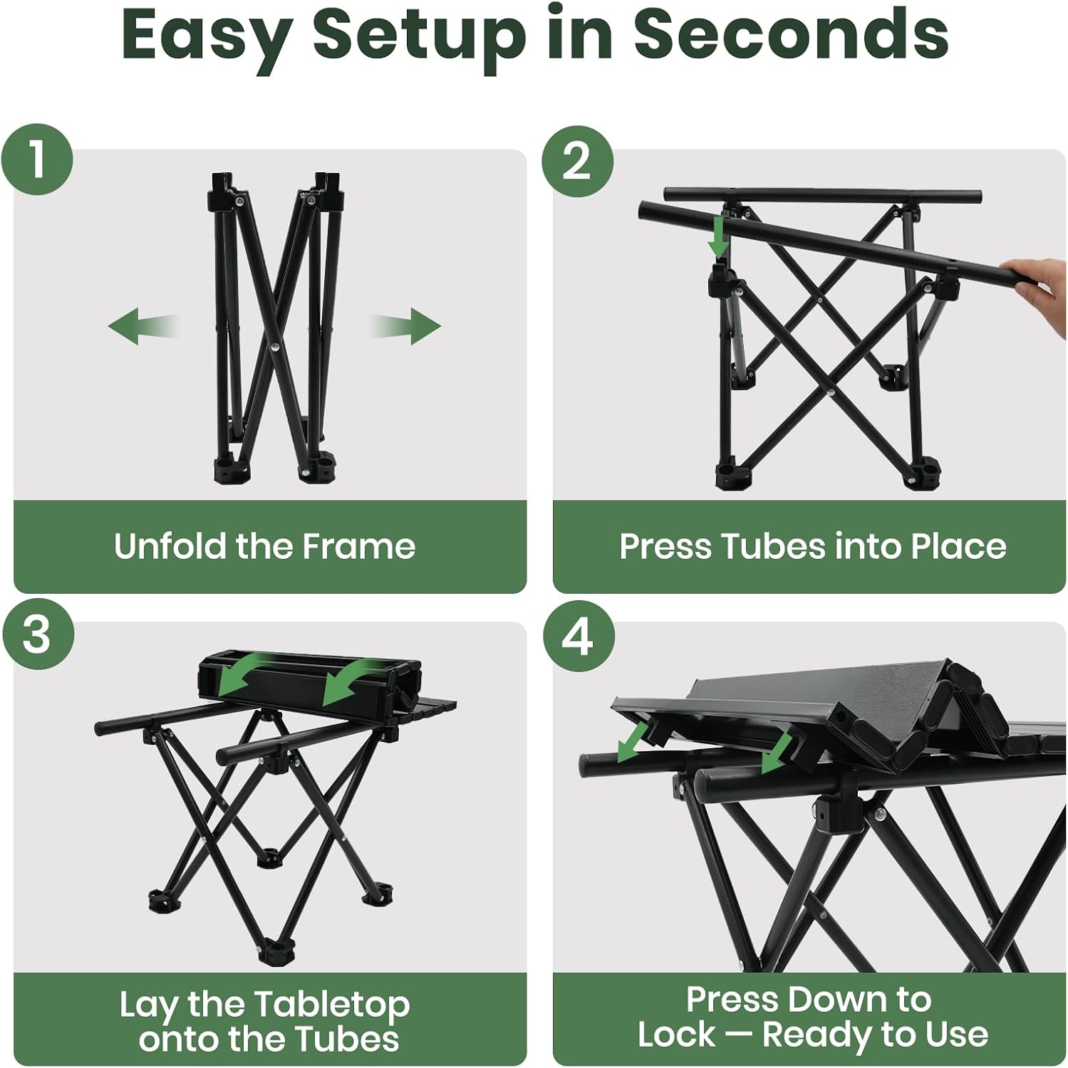 Thumbnail 6 de hediya 2 Pack Portable Folding Camping Tables - Ultralight, 16.5 x 13.9-Inch, 11.5-Inch High, with Carry Bag (Black-S)