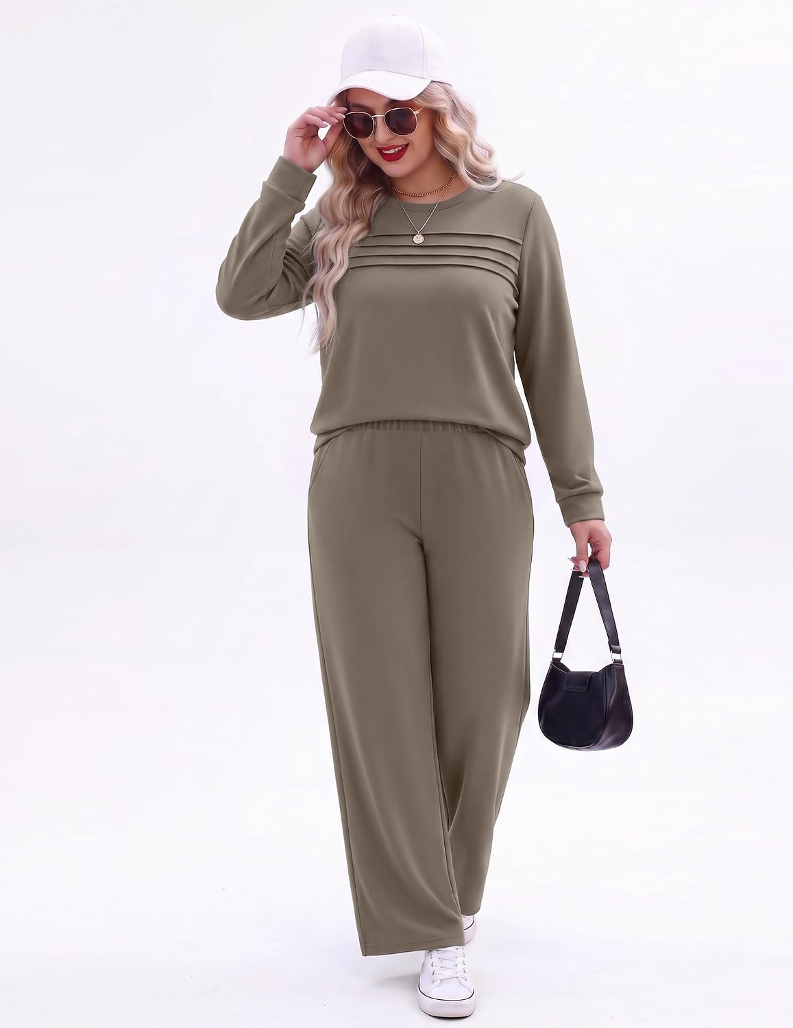 Thumbnail 5 de Ekouaer Two-Piece Lounge Set with Pleated Top and Wide-Leg Pants