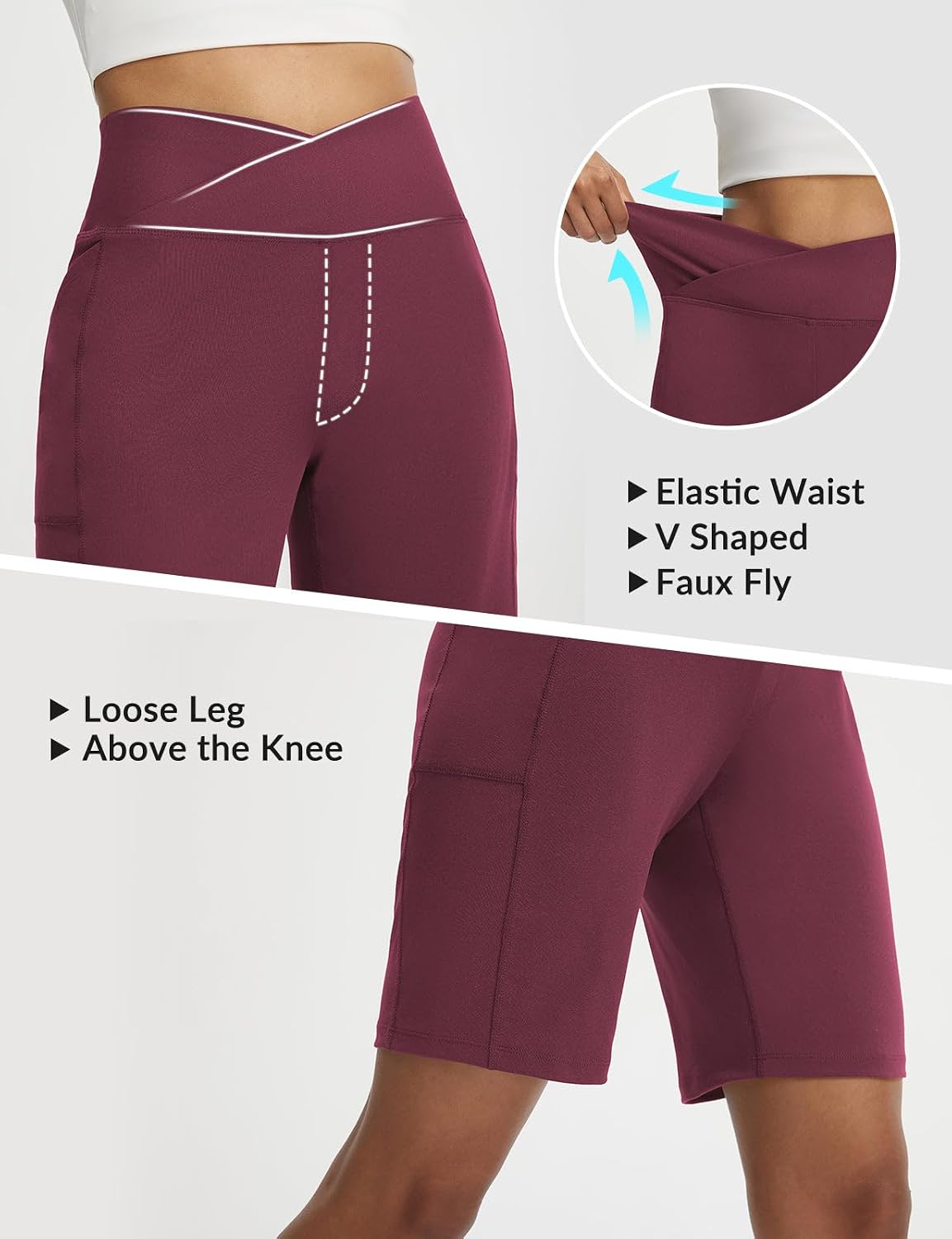 Thumbnail 3 de Baleaf Yogahose Damen 9" Bermuda-Shorts mit Taschen – hohe Taille für Yoga, Lounge & Sommer-Sport