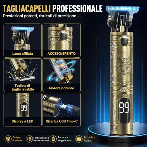 Thumbnail 1 de Solati Tagliacapelli Uomo Professionale: Rasoio elettrico con Display LED, Regolabarba e Kit Rifinitore