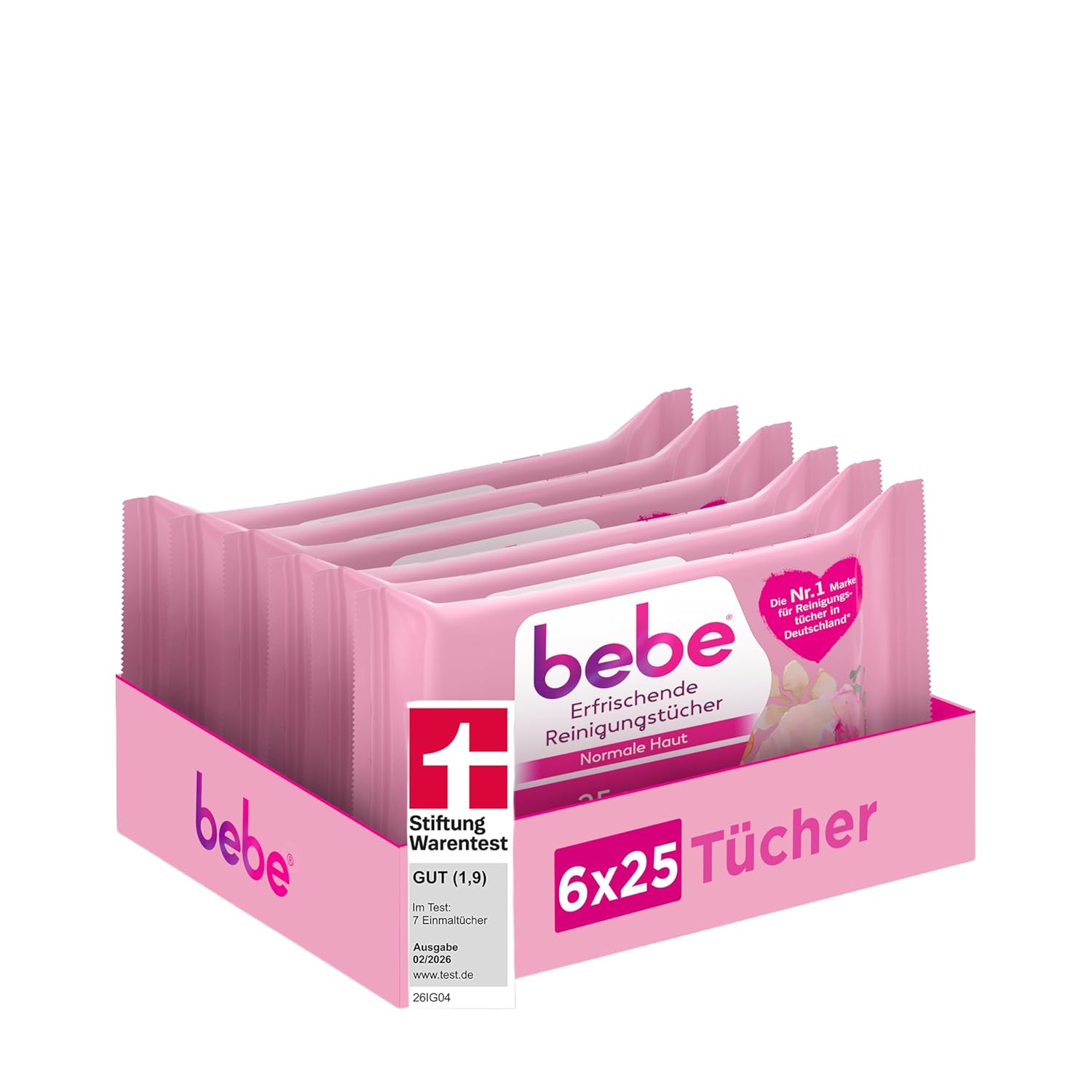 Detalle de bebe erfrischende Reinigungstücher mit Rosenwasser & Mizellentechnologie (6 x 25 Stück) für normale Haut