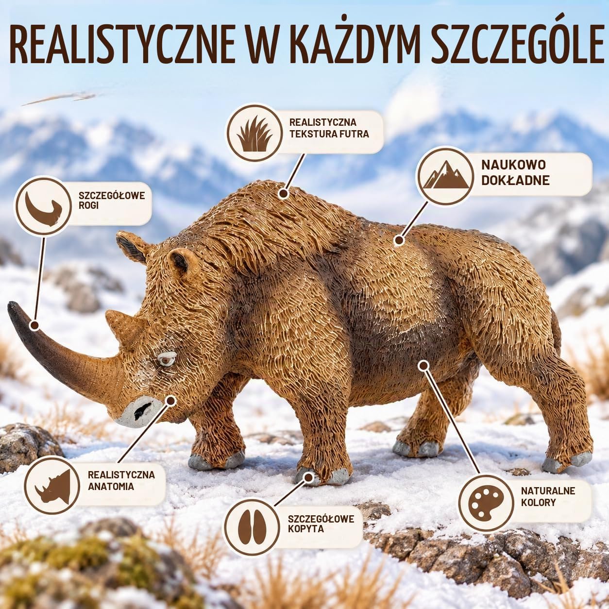 Thumbnail 2 de Safari Ltd. S100089 – figurka nosorożca włochatego Wild Safari Prehistoric World