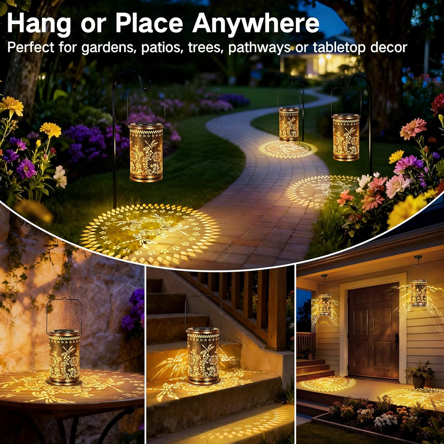 Thumbnail 5 de OUTONLIFE Dragonfly Solar Lanterns: Vintage Metal Garden Light for Outdoor Spaces