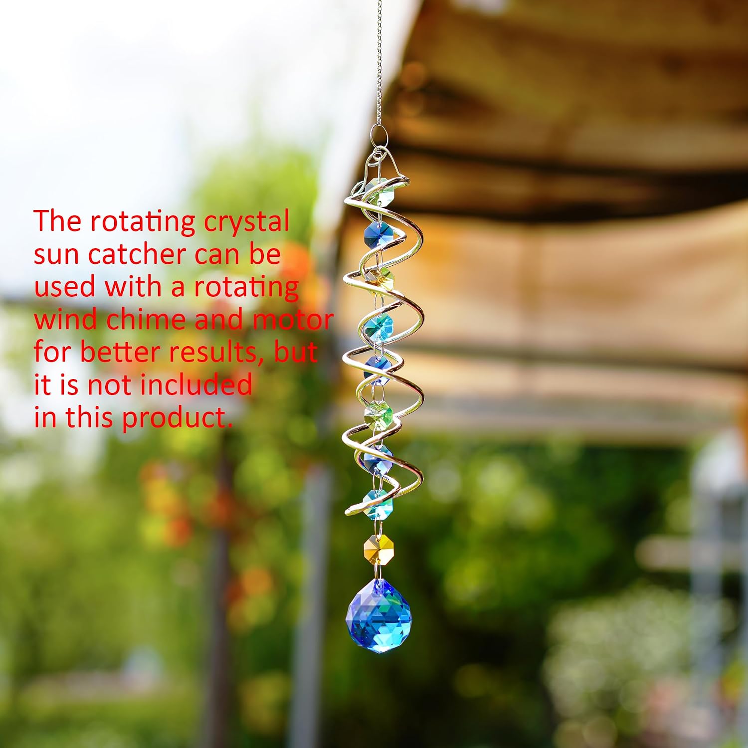 Detalle 2 de H&D HYALINE & DORA 20.5-Inch Crystal Gazing Ball Spiral Wind Spinner Suncatcher