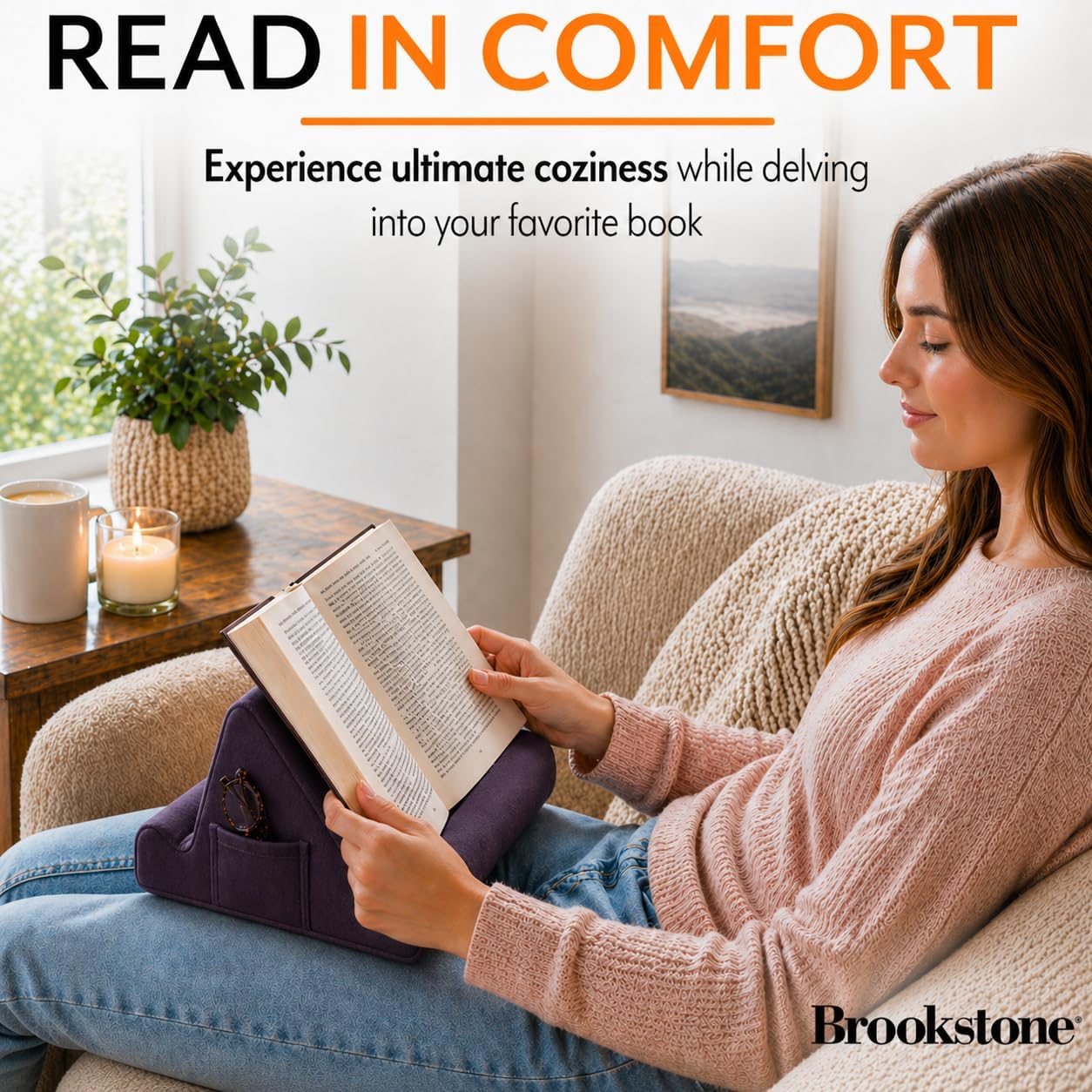 Detalle 2 de Brookstone Tablet Lap Cushion: Memory Foam Hands-Free Tablet Stand in Purple