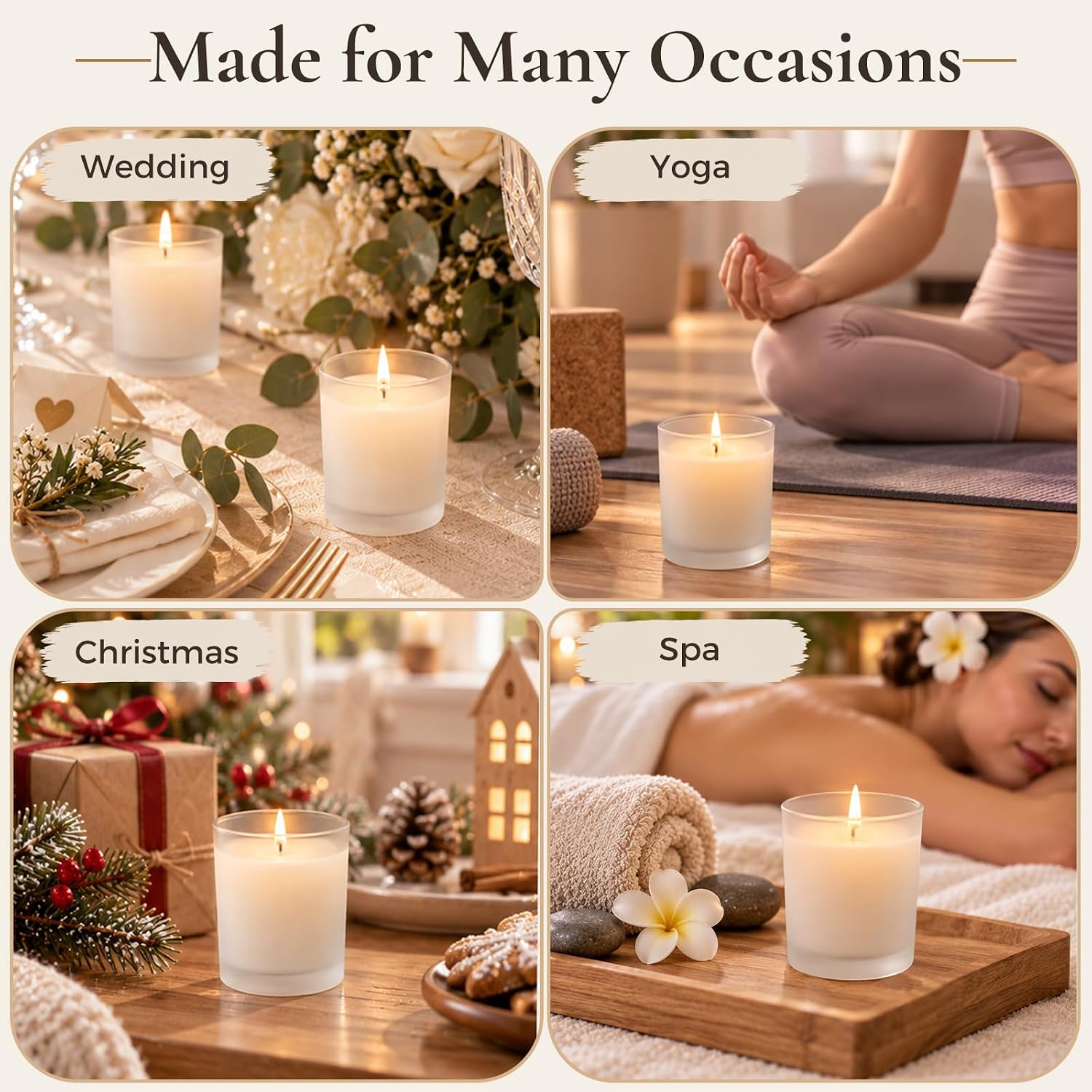 Detalle 2 de CONNOO JLZG-008 7 oz Frosted Glass Candle Jars with Bamboo Lids, 15-Pack