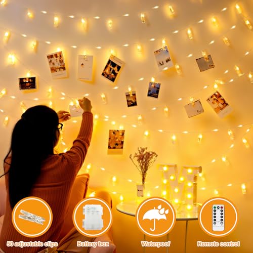 Detalle de CNMTCCO 100 LEDs Guirlande lumineuse à pinces photo – 10 m, télécommande et 8 modes