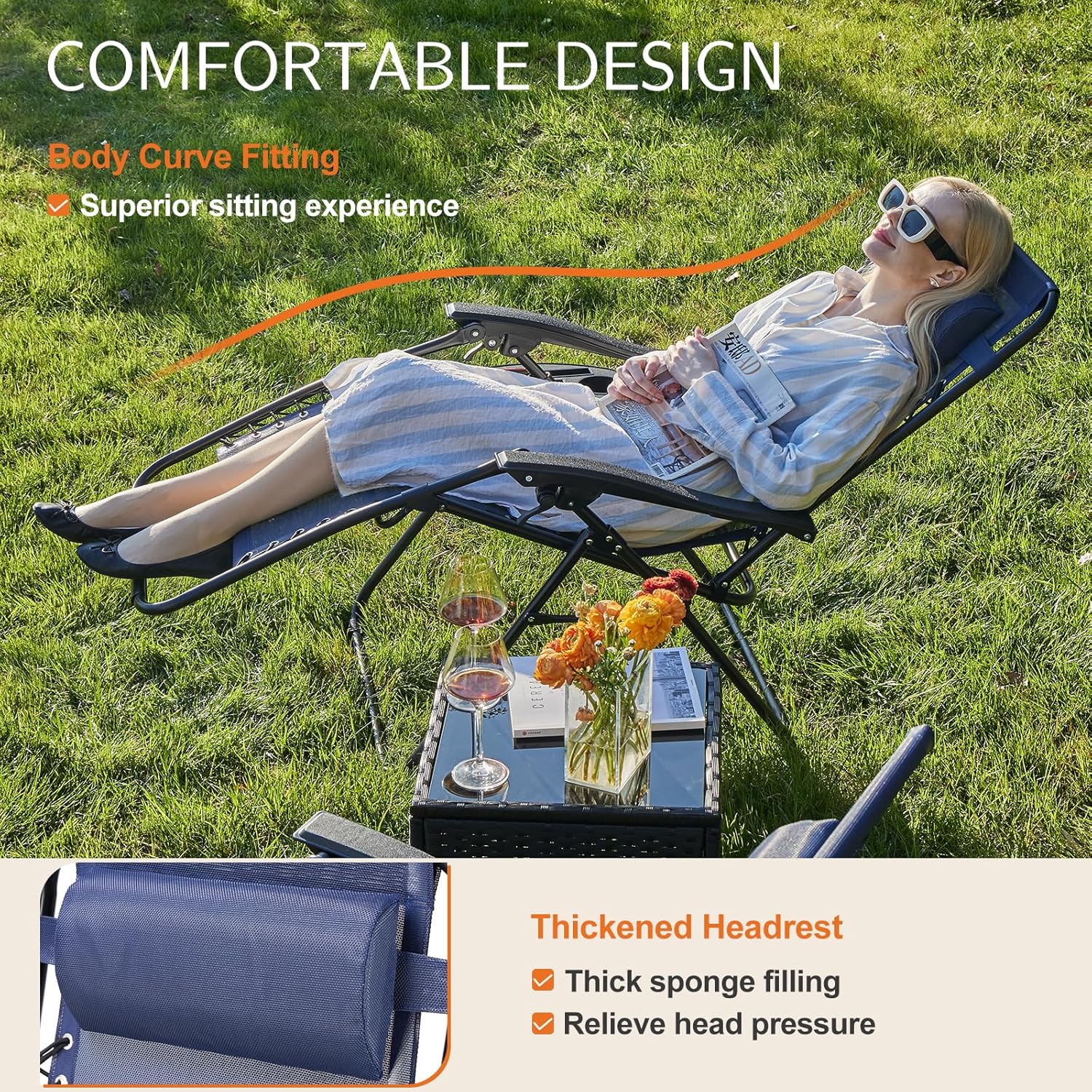 Detalle de Sweetcrispy TY01NEBUF-MN Zero Gravity Chairs Set of 2, Folding Mesh Recliners