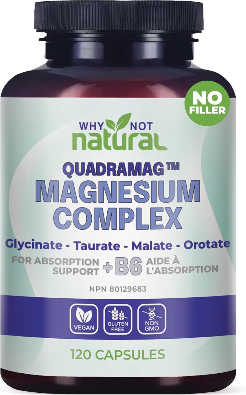 Detalle de Why Not Natural 4-in-1 Magnesium Complex Capsules, Four Magnesium Forms
