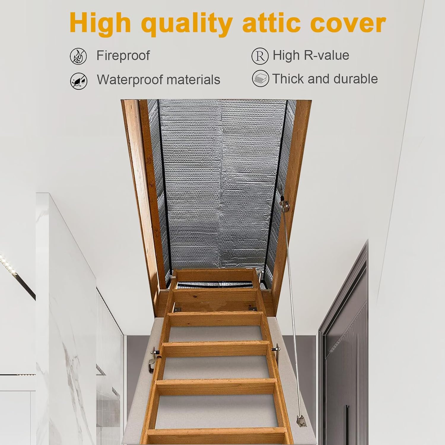Detalle de DGSL Attic Insulation Cover for Attic Stairs, Zippered Aluminum, 25 x 54 x 11 in
