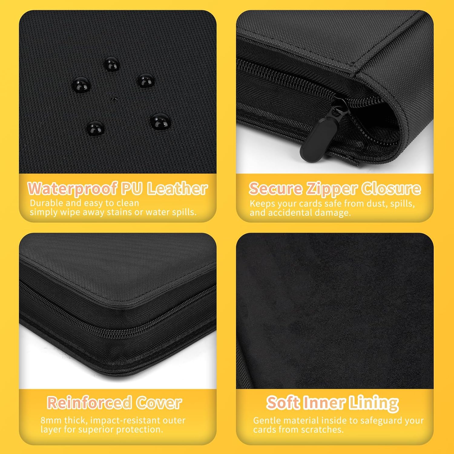 Detalle de Premium 1000+ Pockets Trading Card Binder (16-Pocket, Side-Loading) - Black