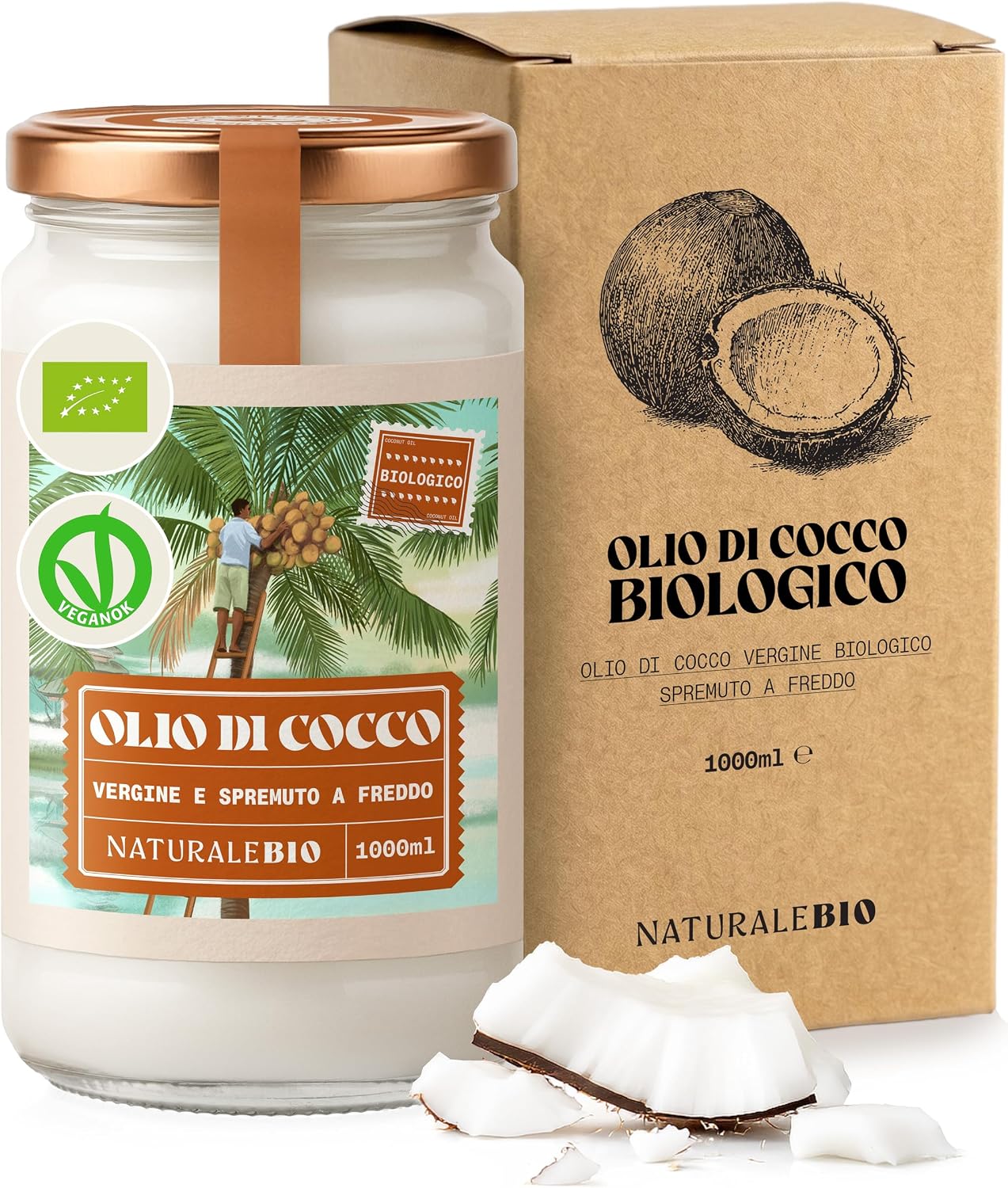 NaturaleBio Olio di Cocco Bio Vergine Spremuto a Freddo: puro, biologico e versatile