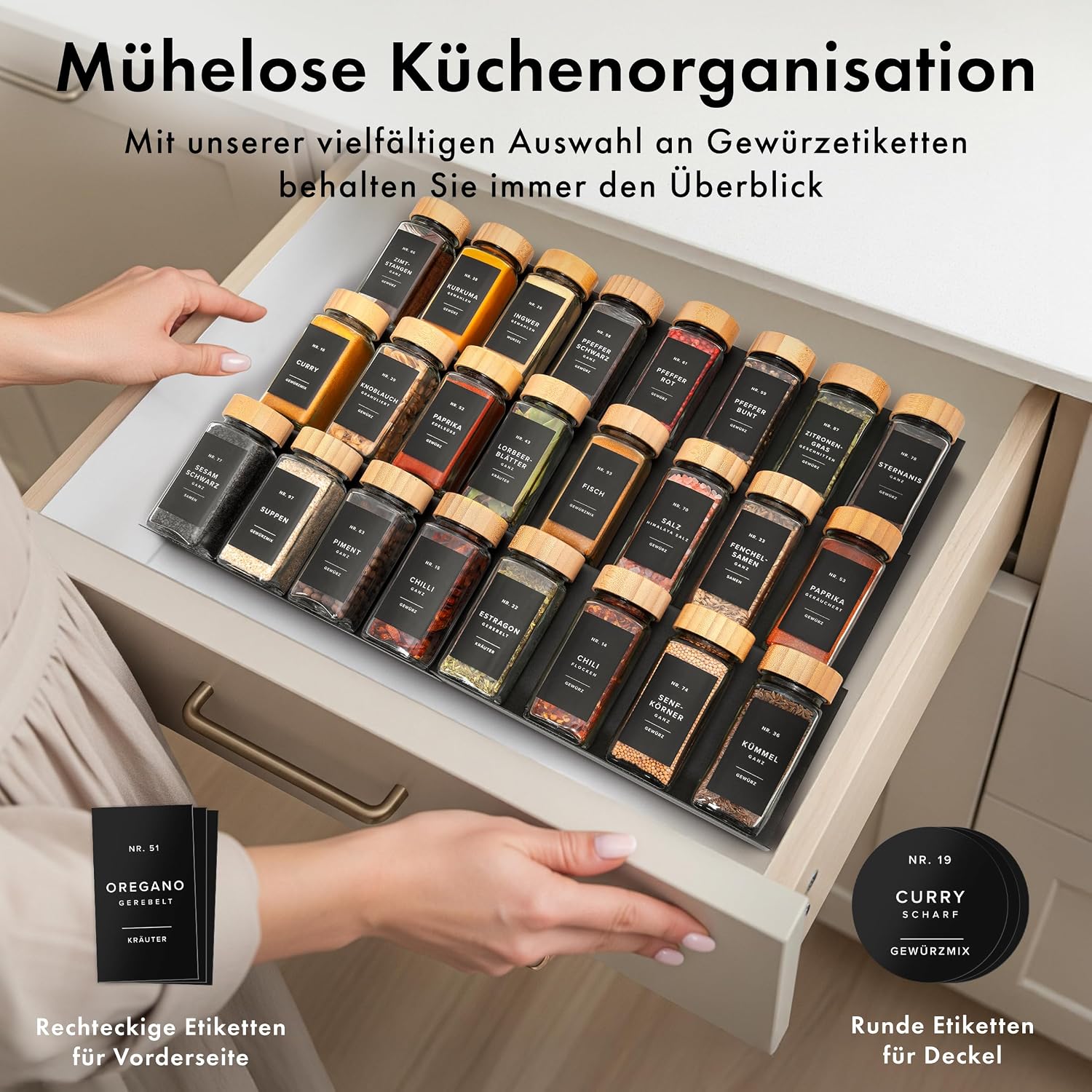 Detalle 1 de EDELHAUS Gewürzgläser Eckig Set 24x120ml