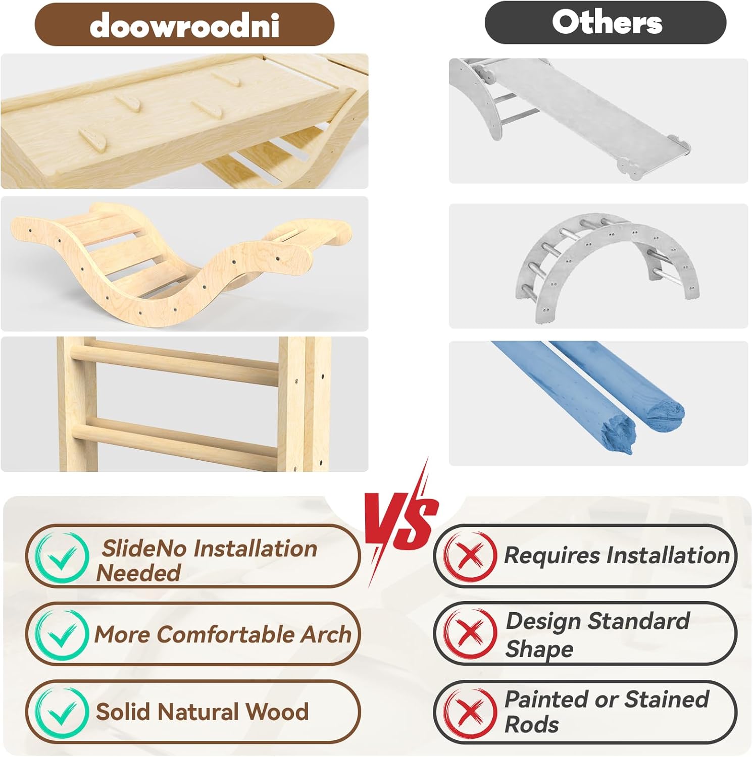 Thumbnail 4 de doowroodni Pikler Triangle Set 7in1: Premium Wooden Montessori Climber for 1–3 Year Olds