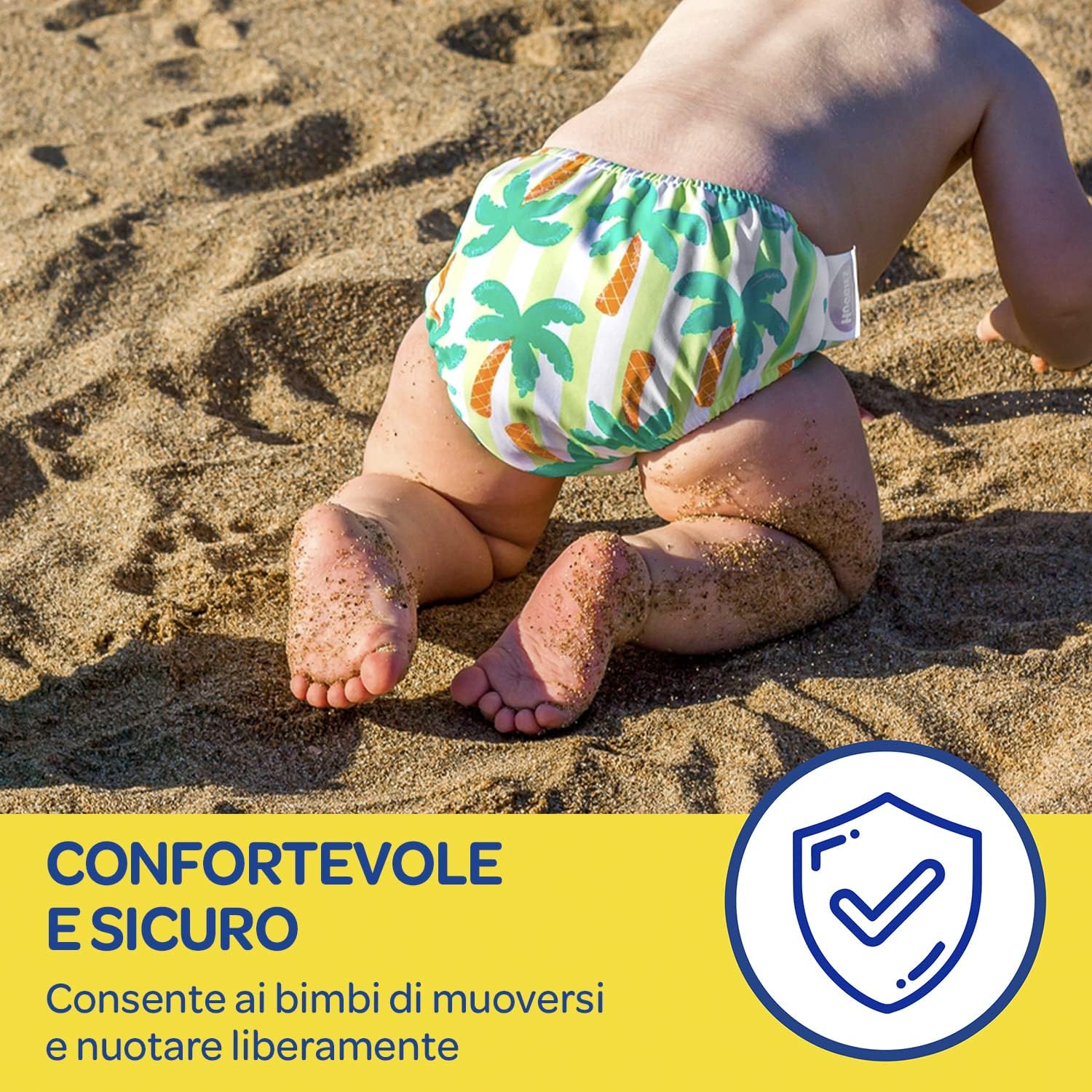 Thumbnail 2 de Huggies Little Swimmers Pannolino Costumino Taglia 3-4 (11-14 kg) – Riutilizzabile, Fantasia Tropicale