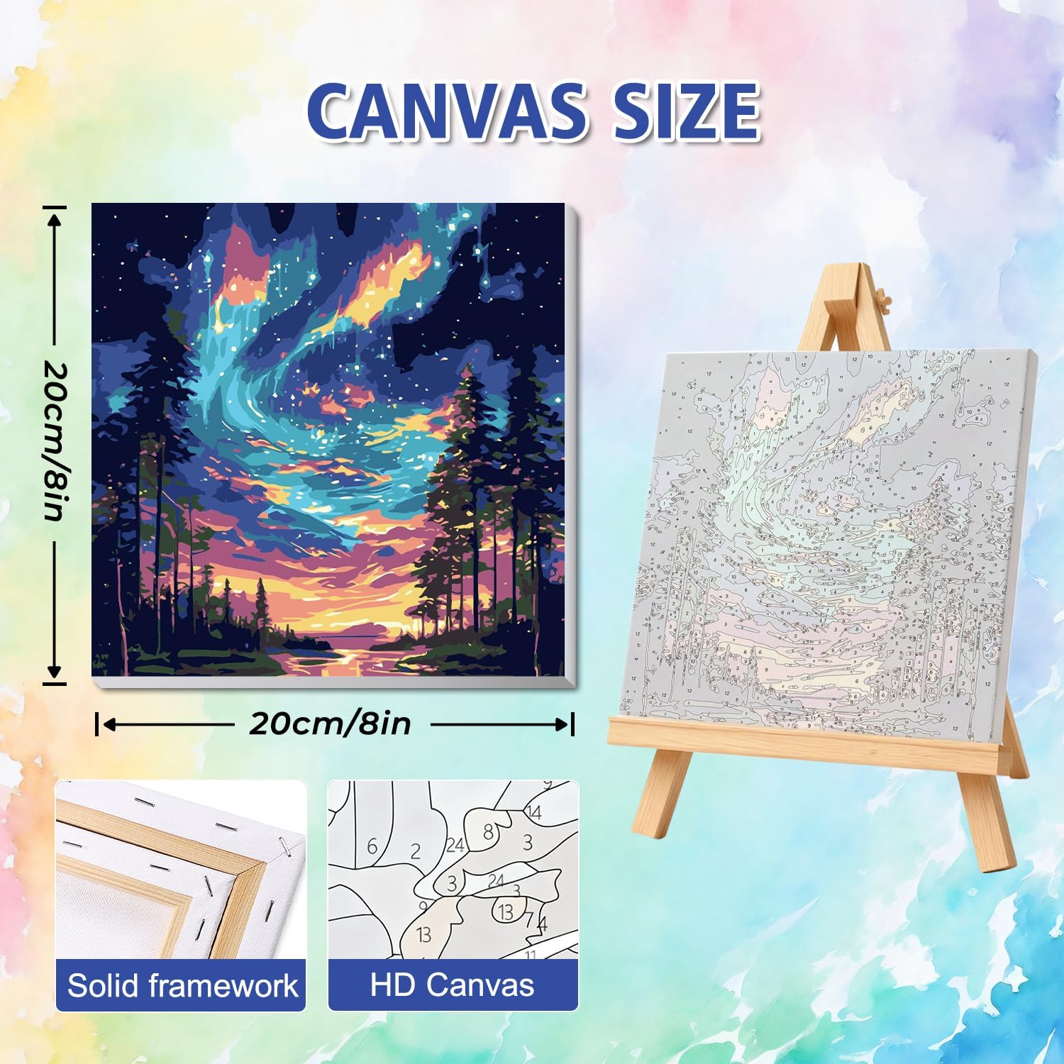 Thumbnail 5 de PHANTASYART 4 Pack Aurora Paint by Numbers for Adults