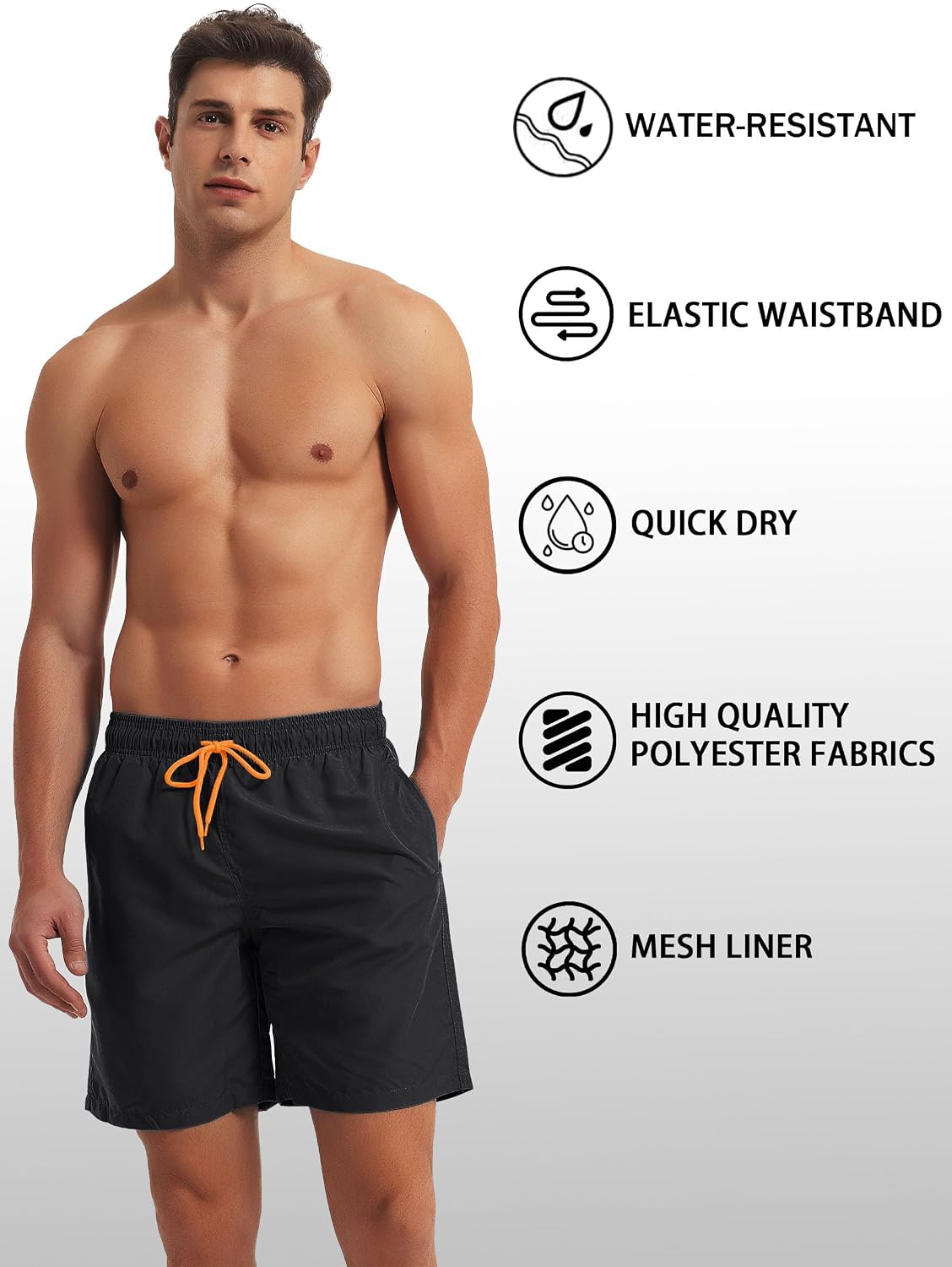 Detalle de TACVASEN swim shorts with quick dry, mesh lining