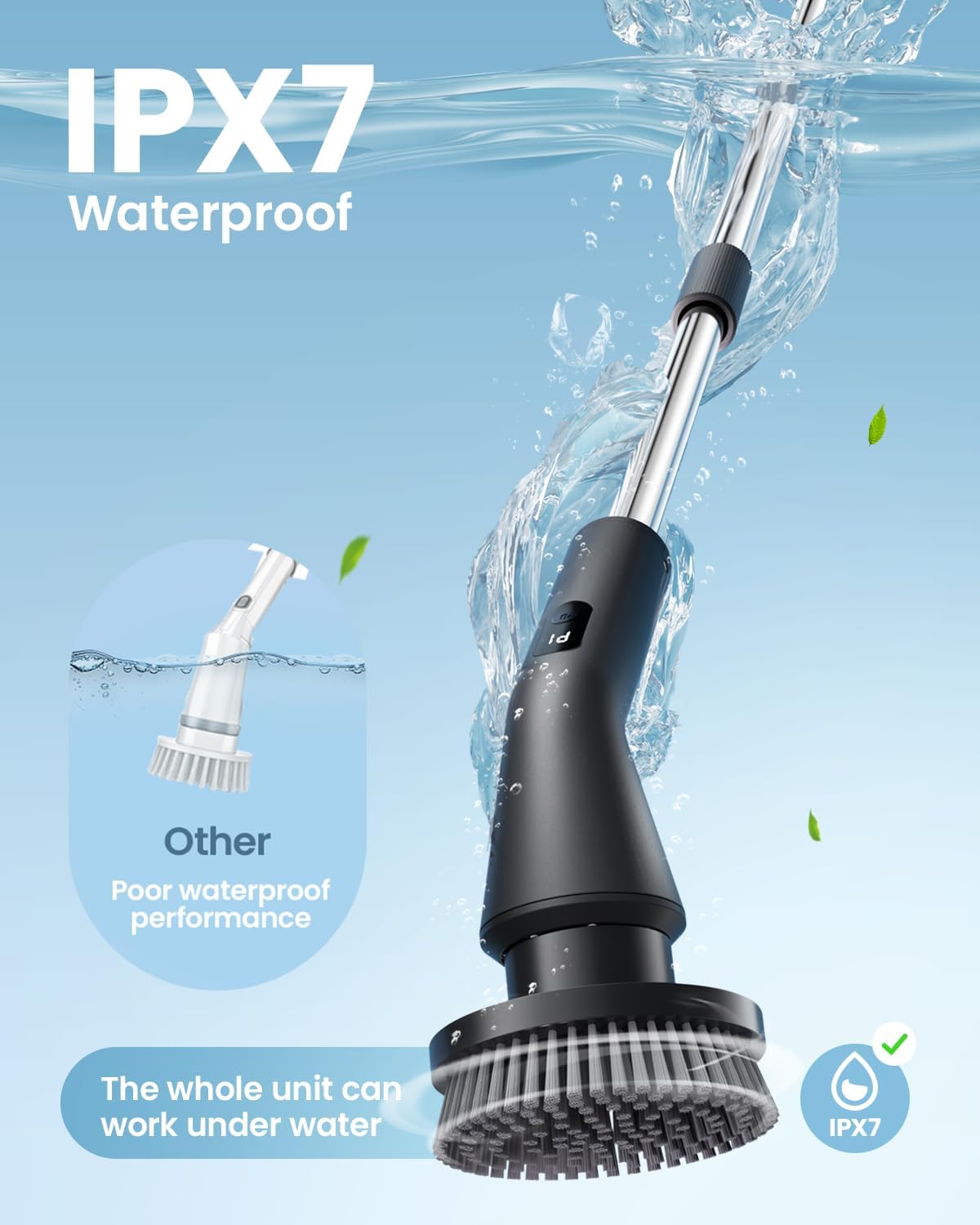 Detalle de Leebein Electric Spin Scrubber (2026 Upgraded) with 7 Brush Heads, IPX7 & Extendable Handle