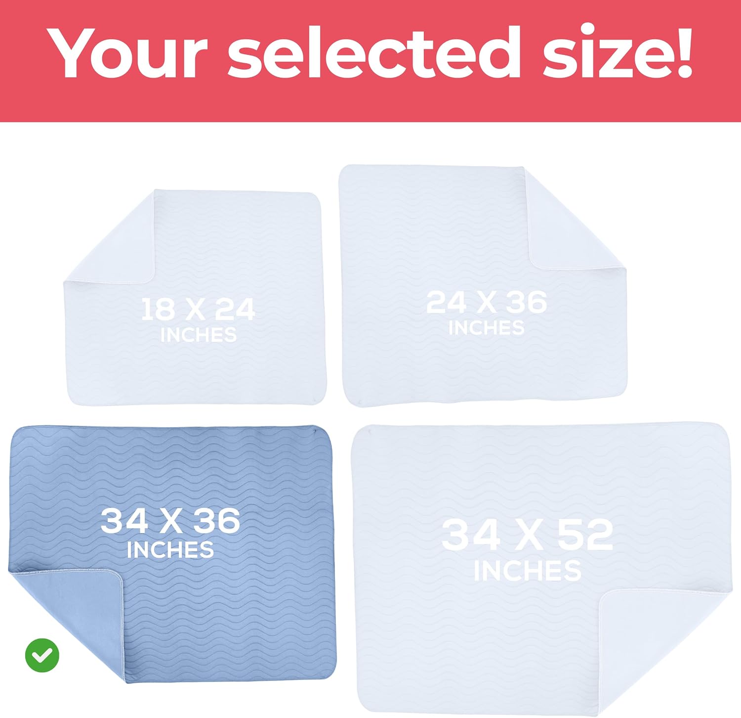 Detalle 2 de Utopia Bedding UB1187 Washable Bed Pads, 34 x 36 in, Waterproof, 4-Pack