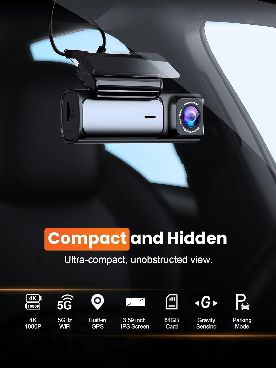 Detalle 2 de Affver 4K Dash Cam Front & Rear
