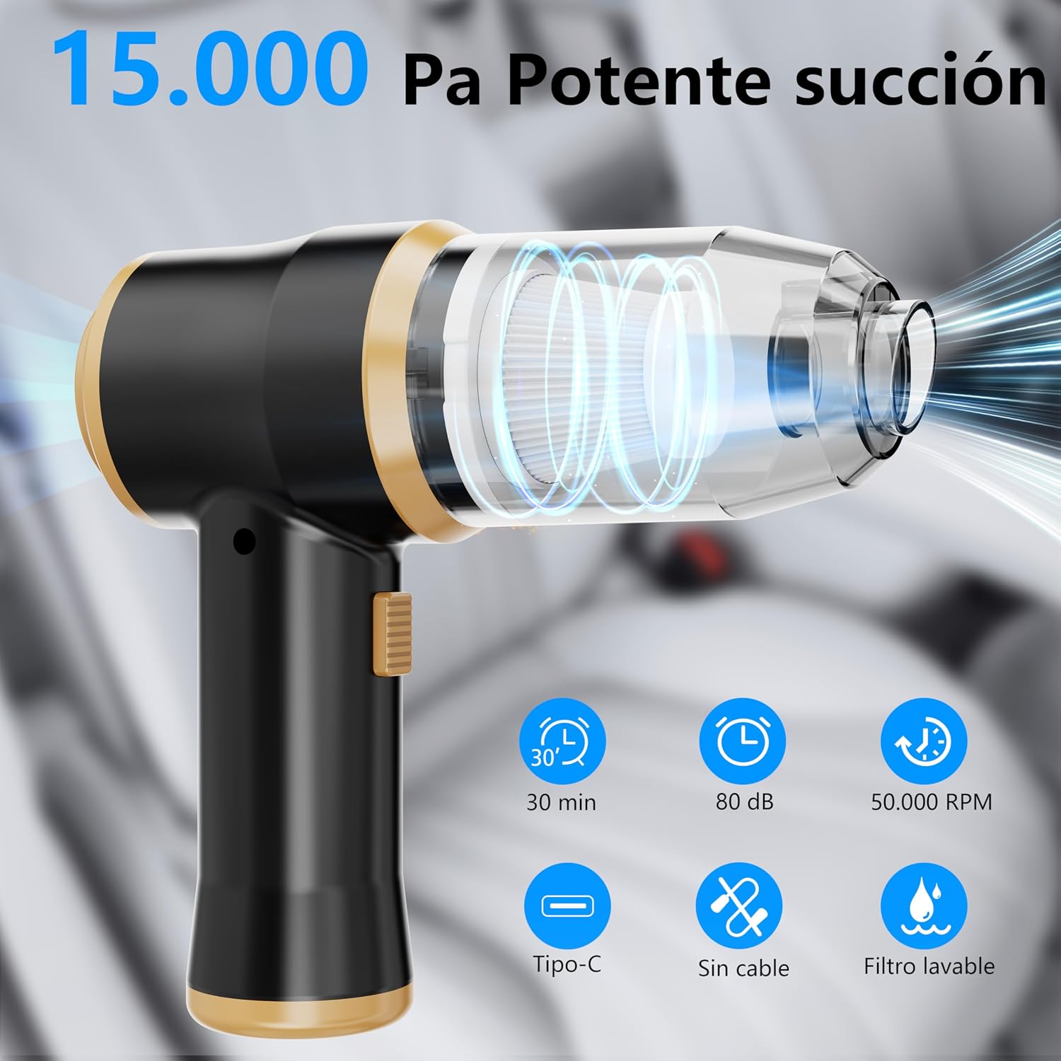 Detalle 2 de BELIBUY Mini Aspiradora 15000 Pa