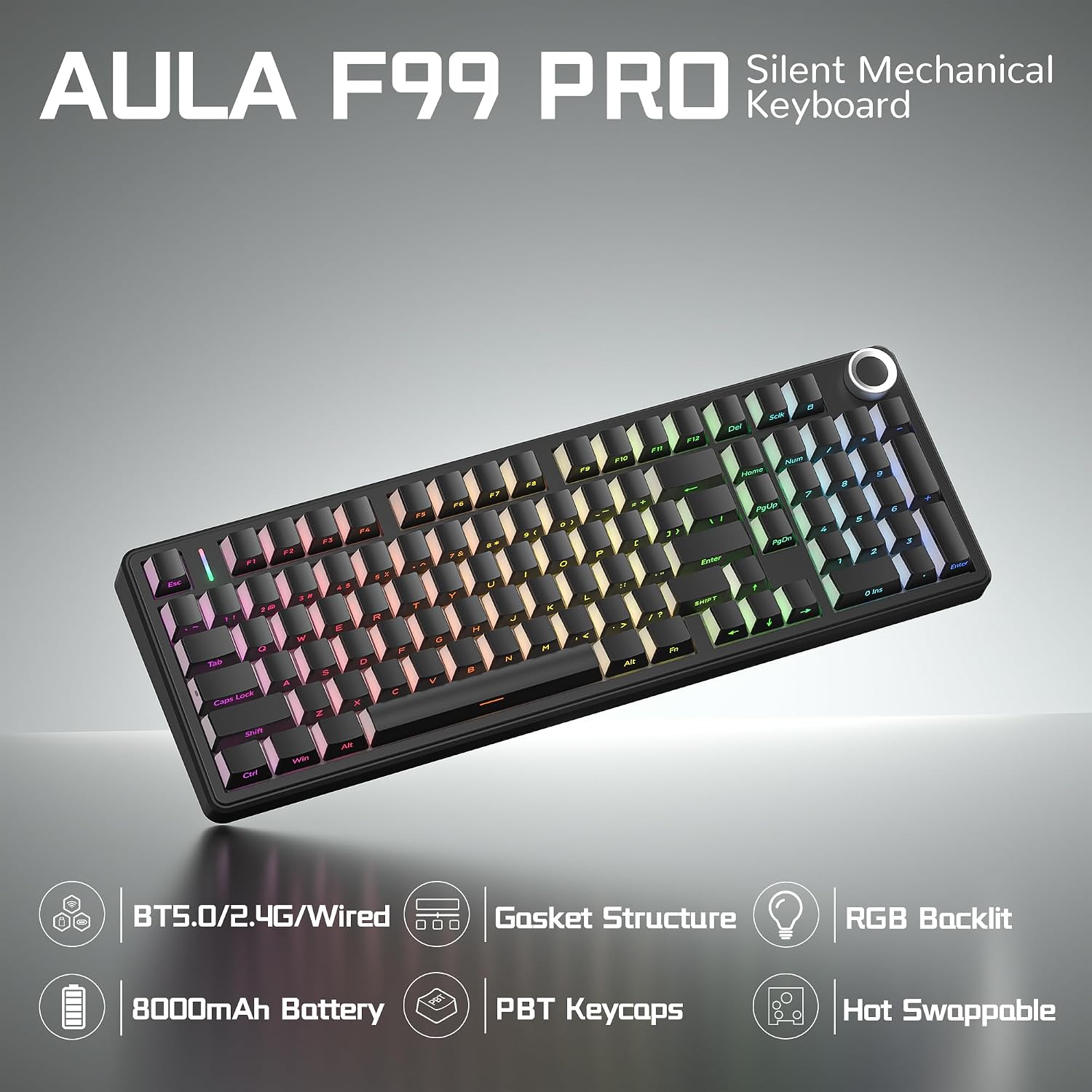 Detalle de AULA Wireless Mechanical Keyboard F99 Pro