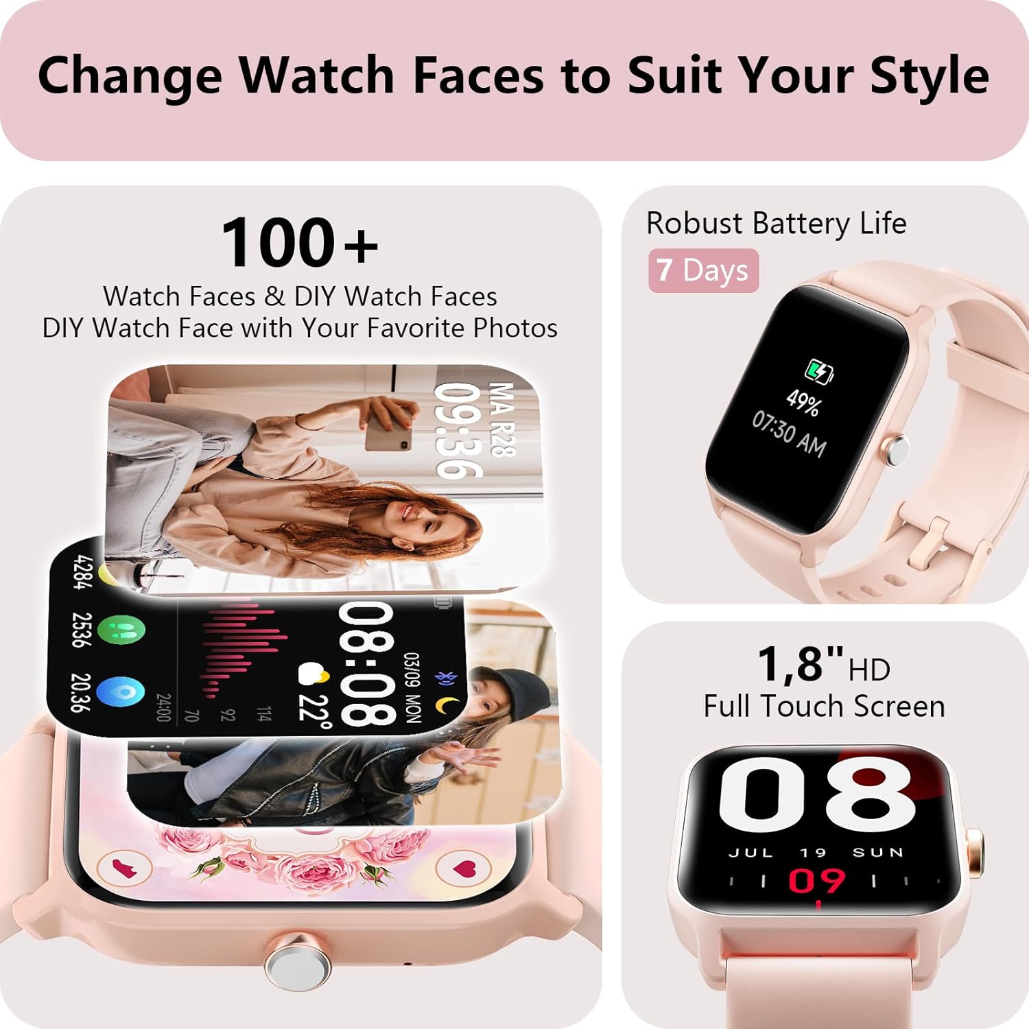 Detalle de Yoever Smartwatch for Women with Alexa Built-in and Bluetooth Calling