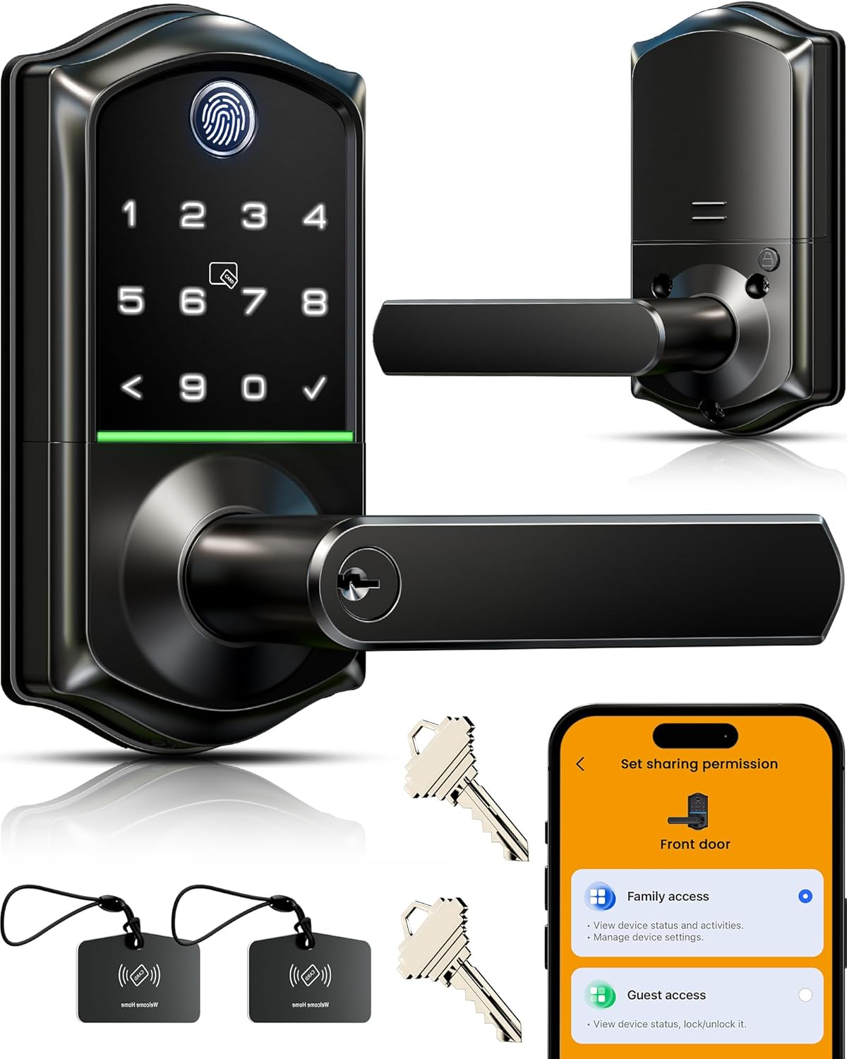 Detalle de Veise Smart Lever Lock, Matte Black