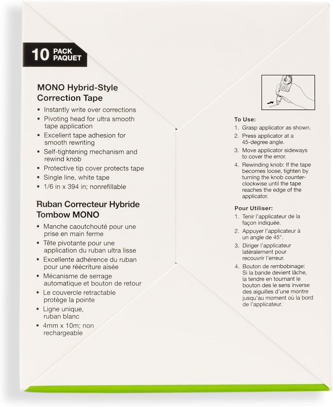 Thumbnail 2 de Tombow MONO Hybrid Correction Tape (10-Pack) with Easy Side-Action Applicator