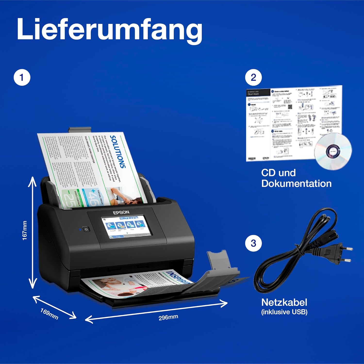 Thumbnail 4 de Epson WorkForce ES-580W Scanner – Kompakter Dokumentenscanner mit Wireless-Option und automatischer Ausrichtung