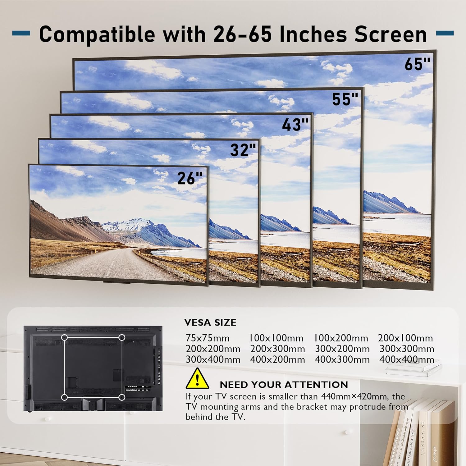 Thumbnail 4 de BONTEC TV Wall Mount Bracket 55kg