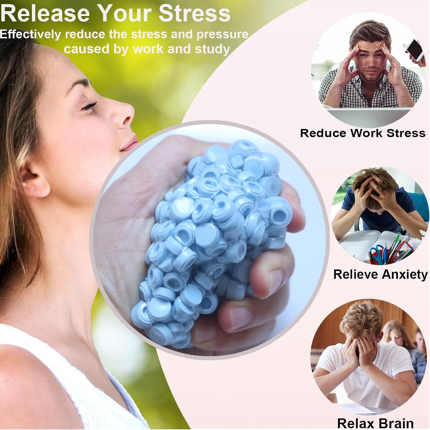 Detalle 2 de VIVIMAGIS DIY Stress Ball Making Kit, 15 Clear TPR Shells, Pump and Expander